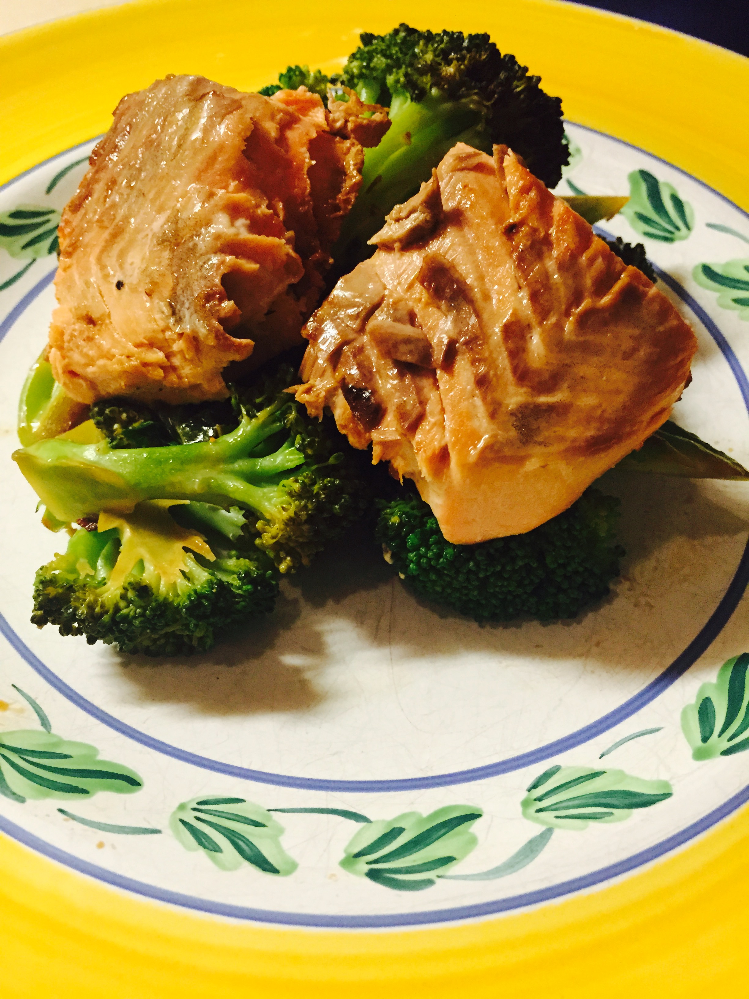 Seared salmon and broccoli