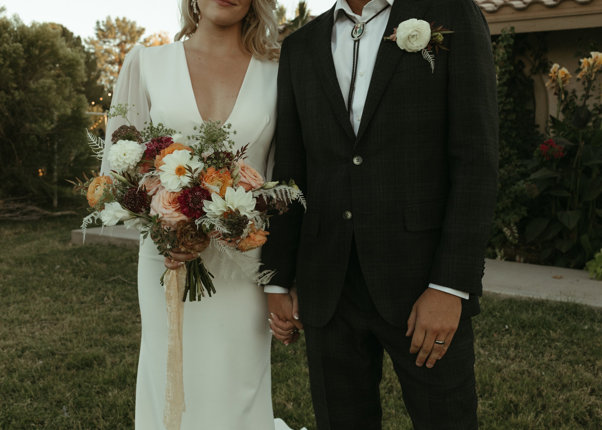 bride and groom backyard wedding arizona