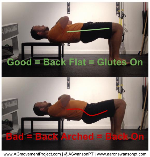 A more common error for those who tend to be more "tight". It's important to assess your hip flexor mobility first, then make sure you only extend your hips as far as you can without extending your back.