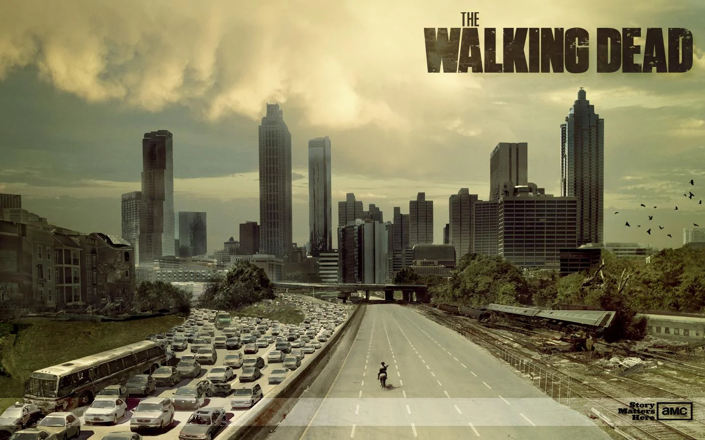 The only thing weird about this picture of Atlanta is the lack of traffic going into the city ( image source )