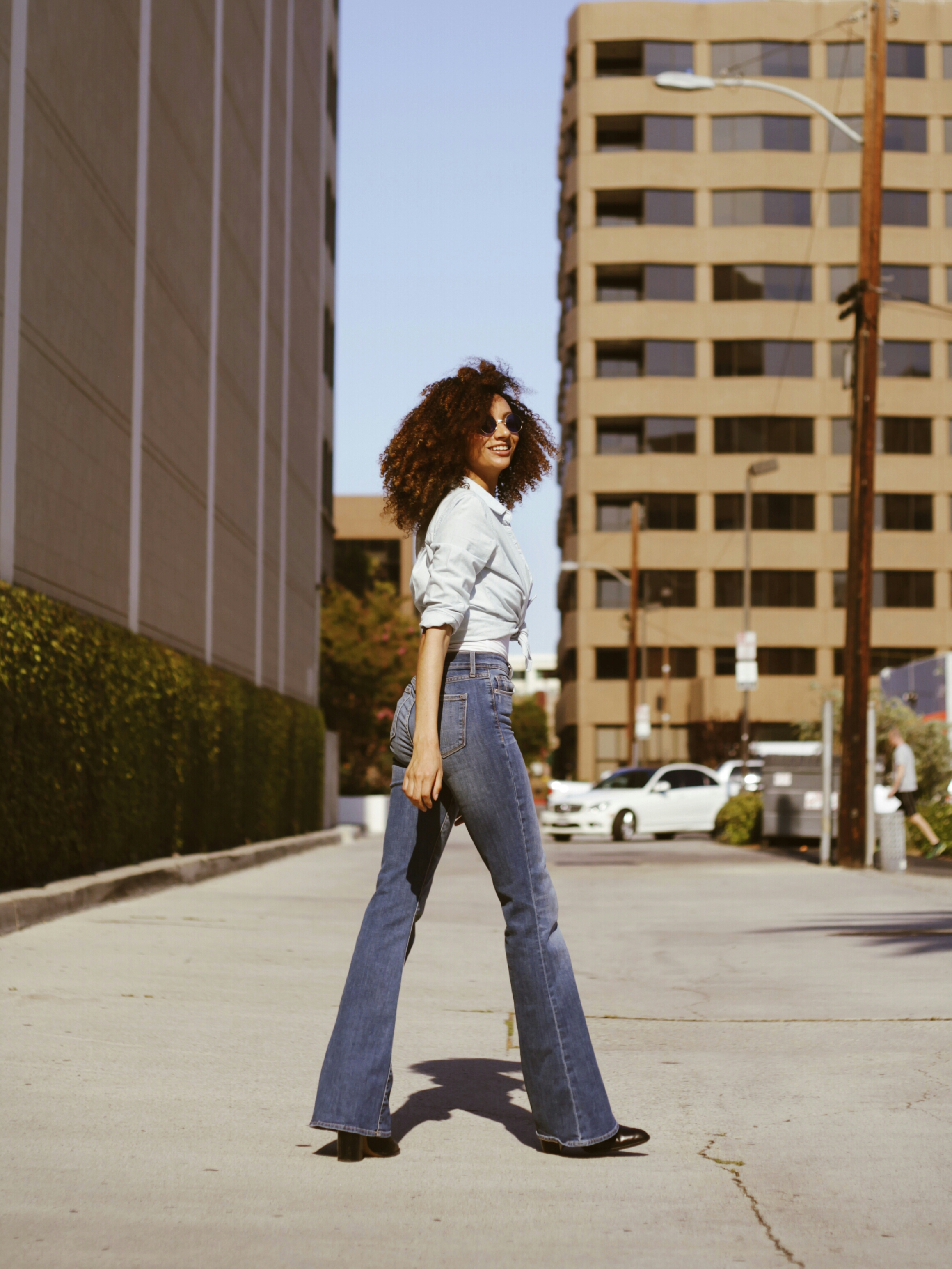 Hi-Rise Chambray Flare