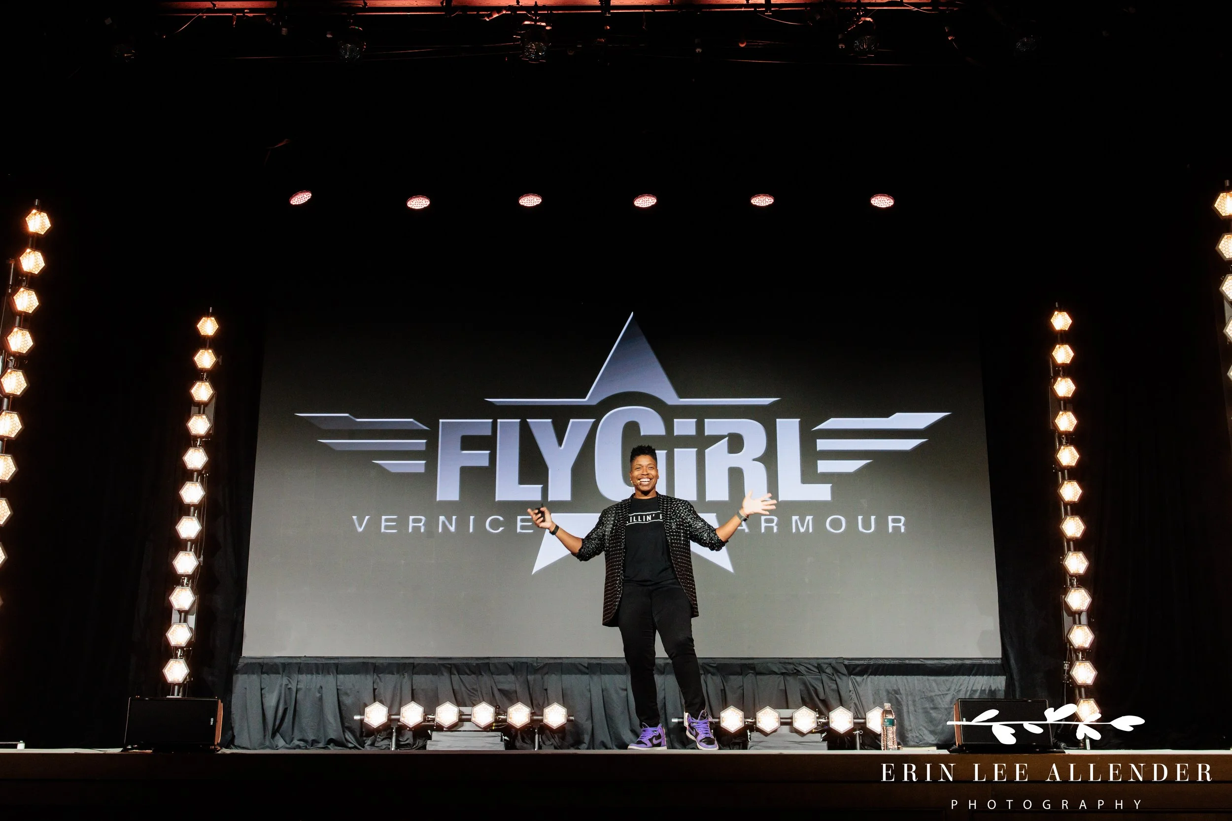 Nashville conference photographer capturing Vernice 'Fly Girl' Armour's opening remarks during her keynote at RubinBrown's conference at Gaylord Opryland Resort