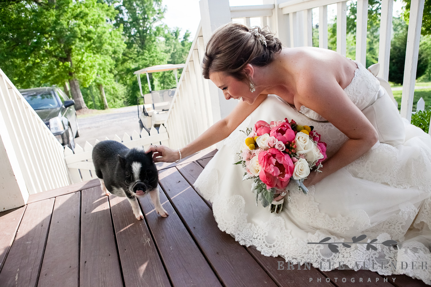 09_Bride_Pets_Pig_Front_Porch_Farm_Wedding