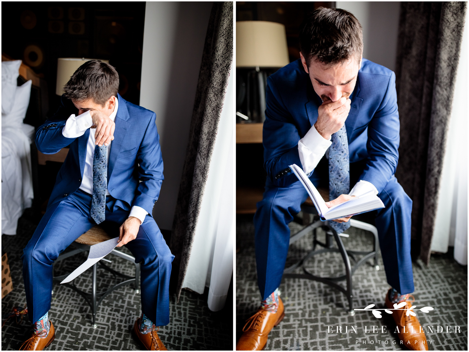 Groom-reads-letter-from-bride