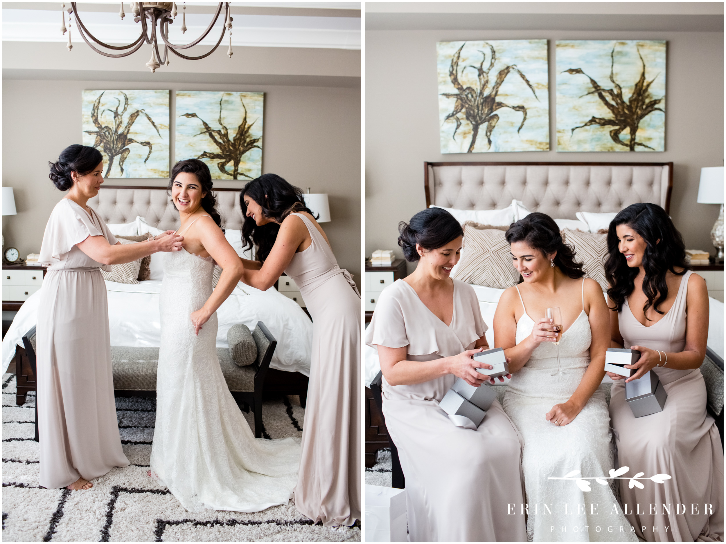 Bride-getting-into-wedding-dress