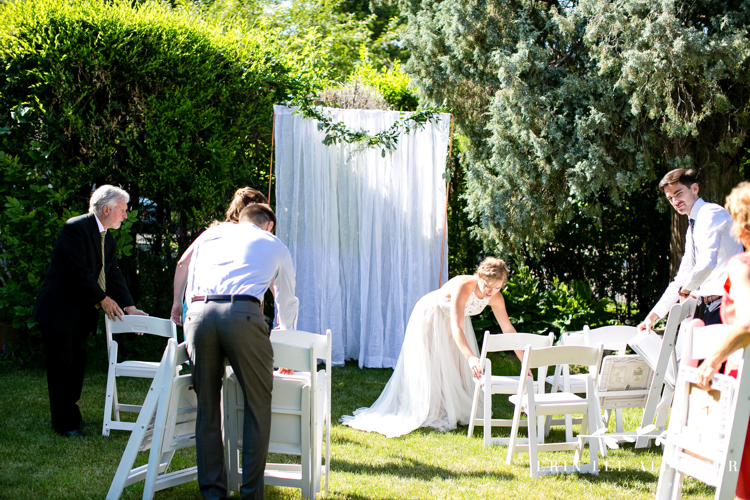 Bride-setting-up-mini-wedding