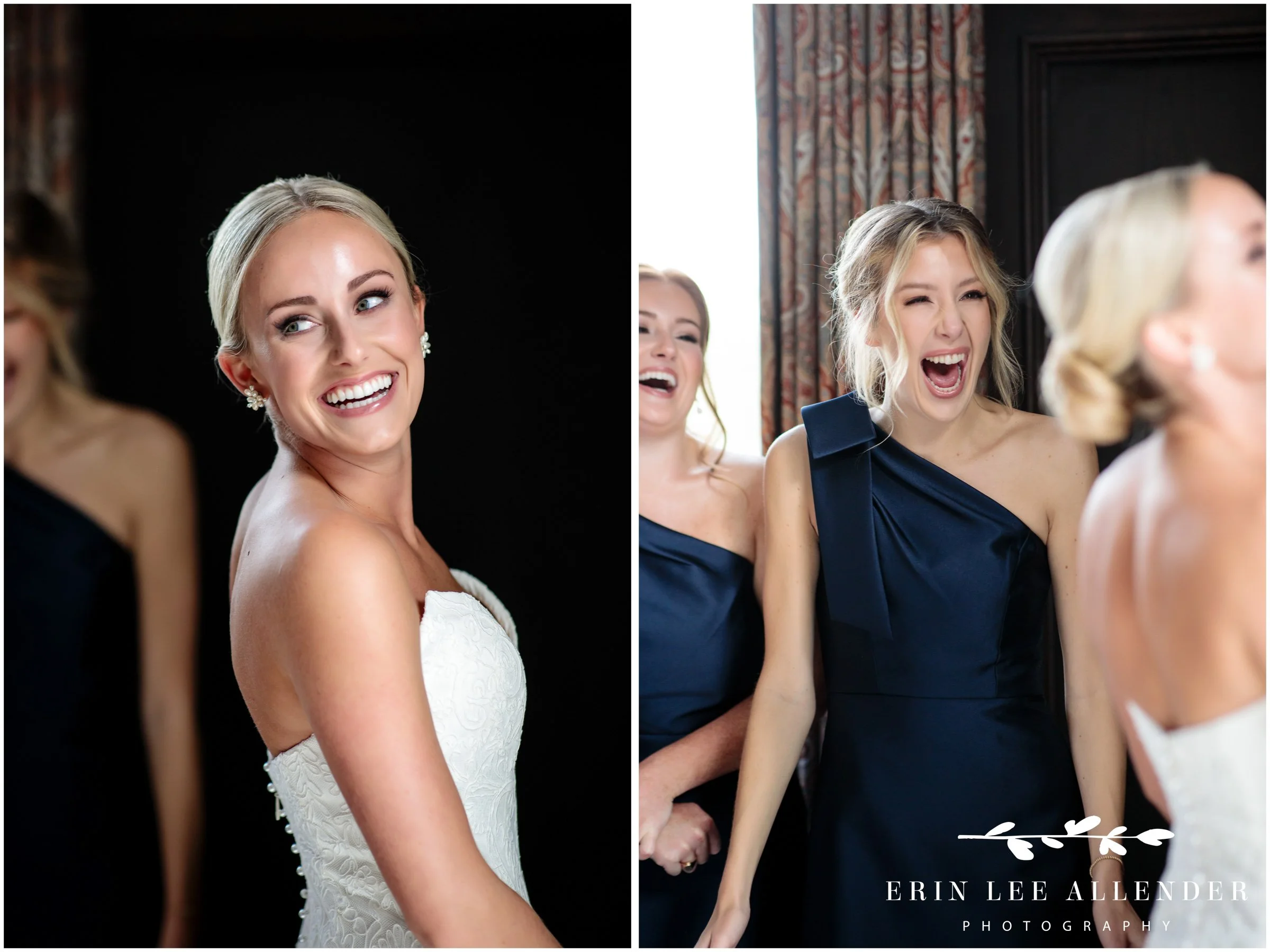 Bride beaming while showing off dress at Richland Country Club, Nashville