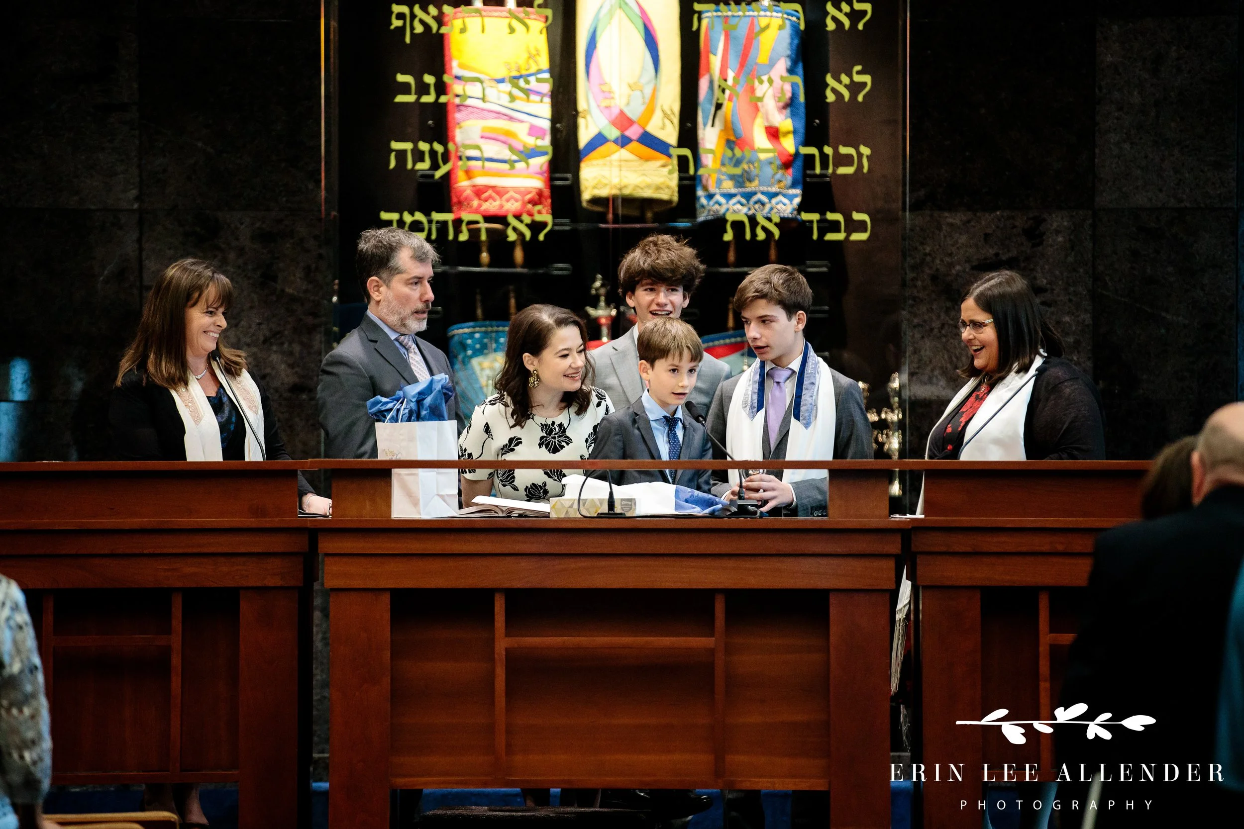 Younger brother giving blessing at Bar Mitzvah service at The Temple Nashville.