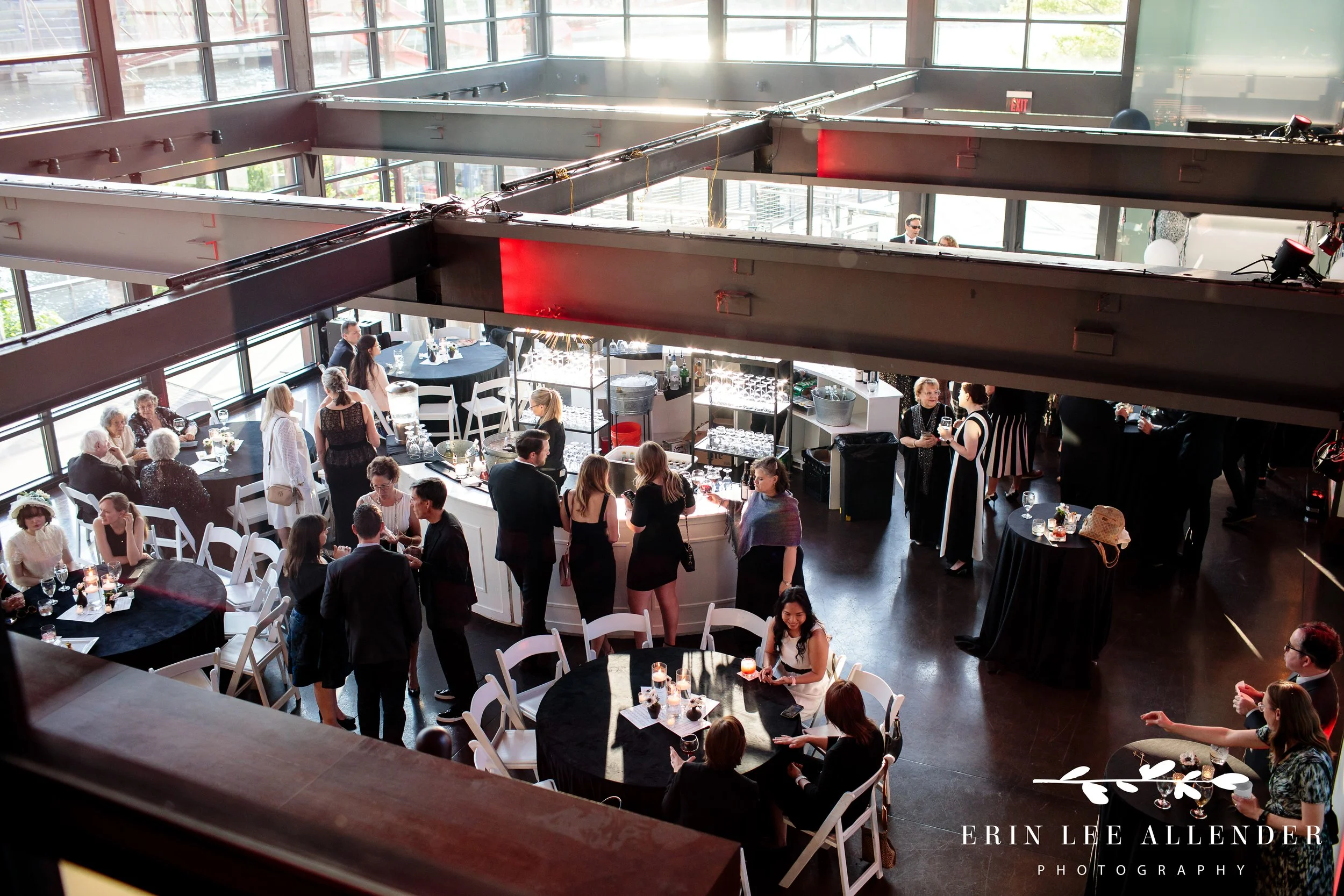 Overview of black-tie adult dinner at The Bridge Building Nashville Bar Mitzvah.