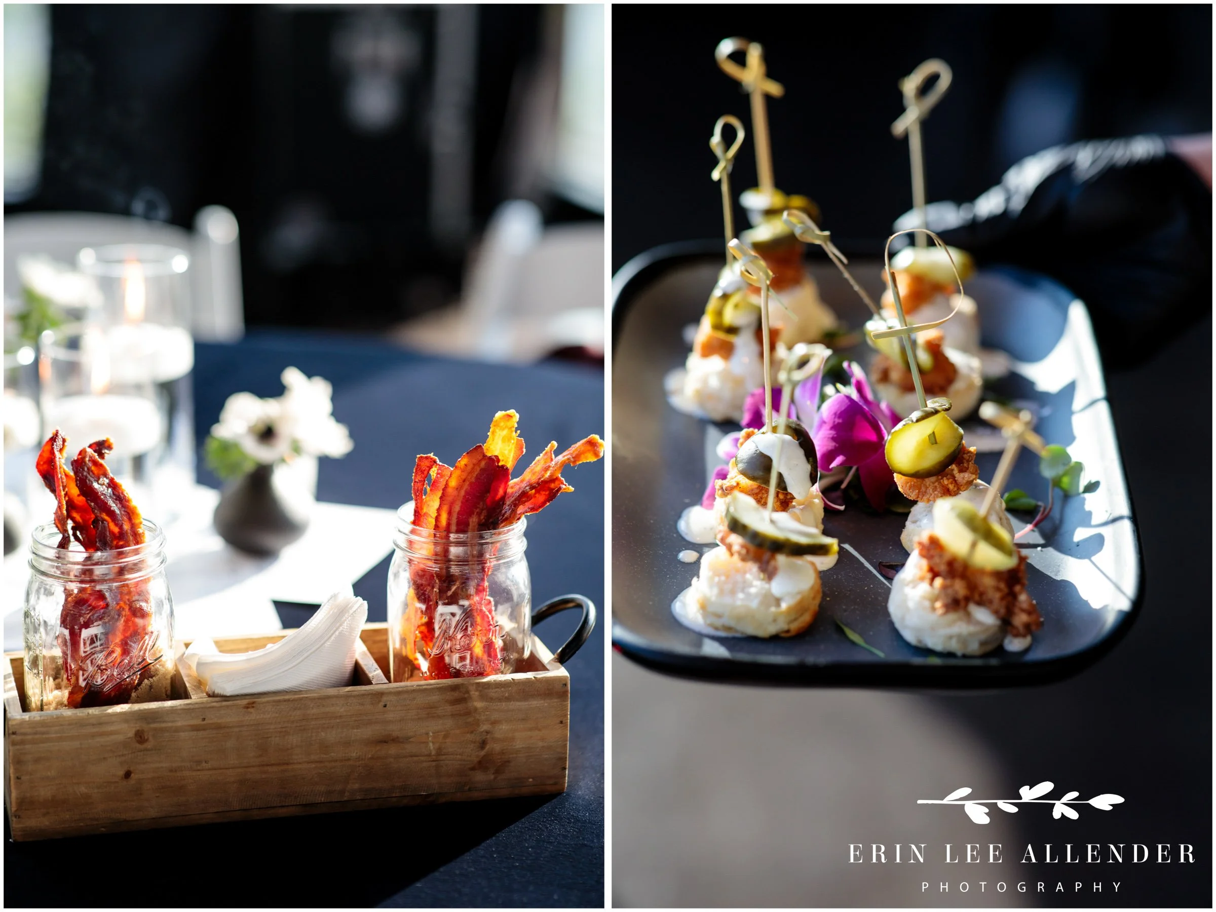 Candied bacon appetizers served during Nashville Bar Mitzvah at The Bridge Building.