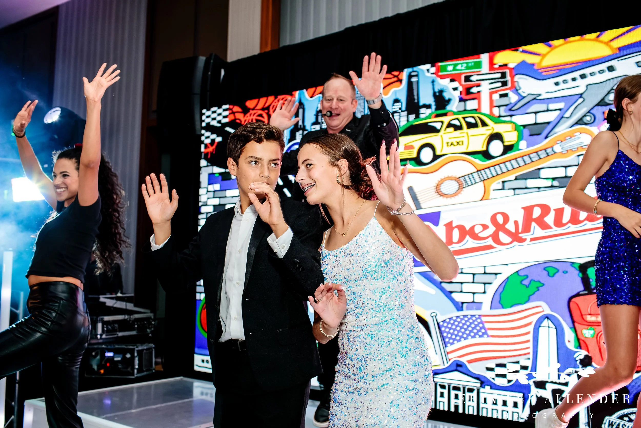 LED screen with custom Abe & Ruth signage at Four Seasons Nashville mitzvah party