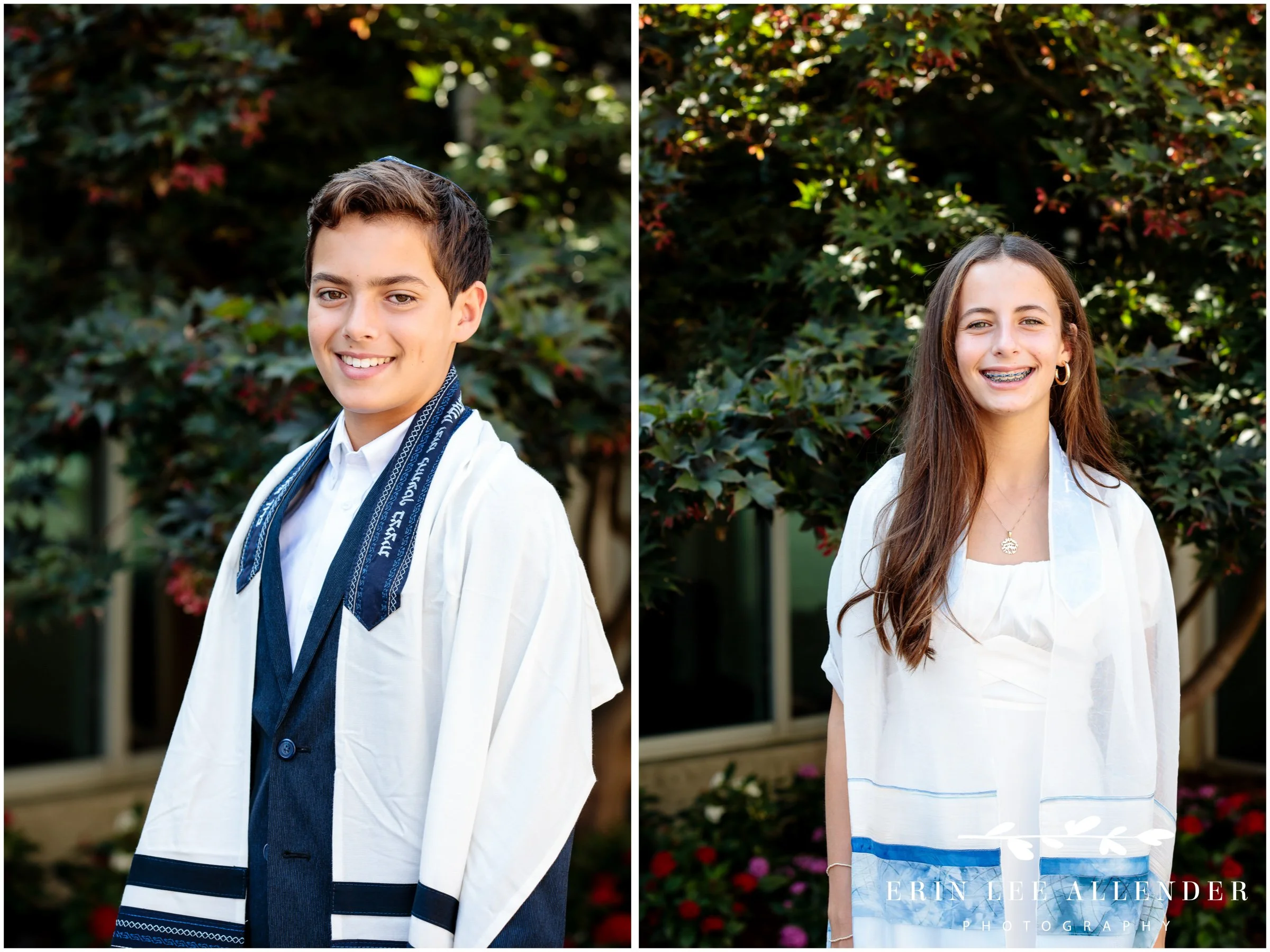 Jewish twins wearing tallits at The Temple Nashville