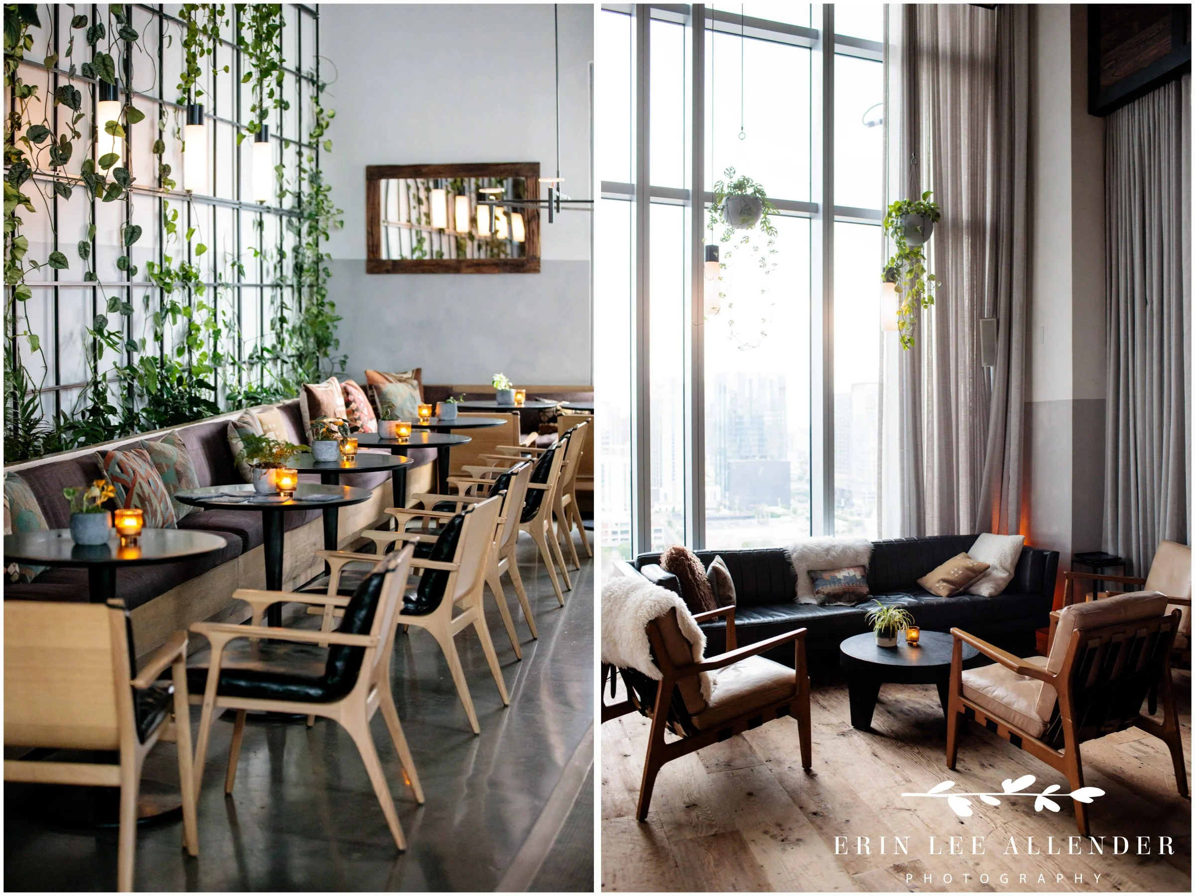 Rooftop bar and lounge details at Harriet’s Rooftop during corporate event