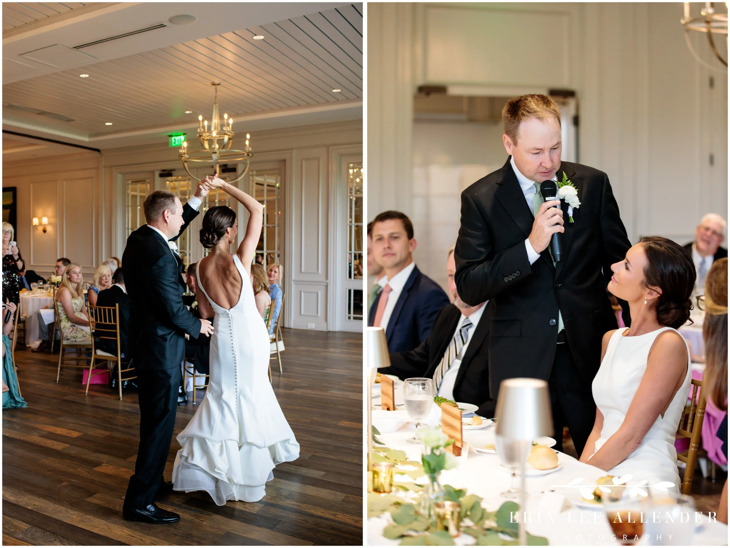 Nashville wedding photography — groom giving a toast to his bride at their Richland Country Club reception