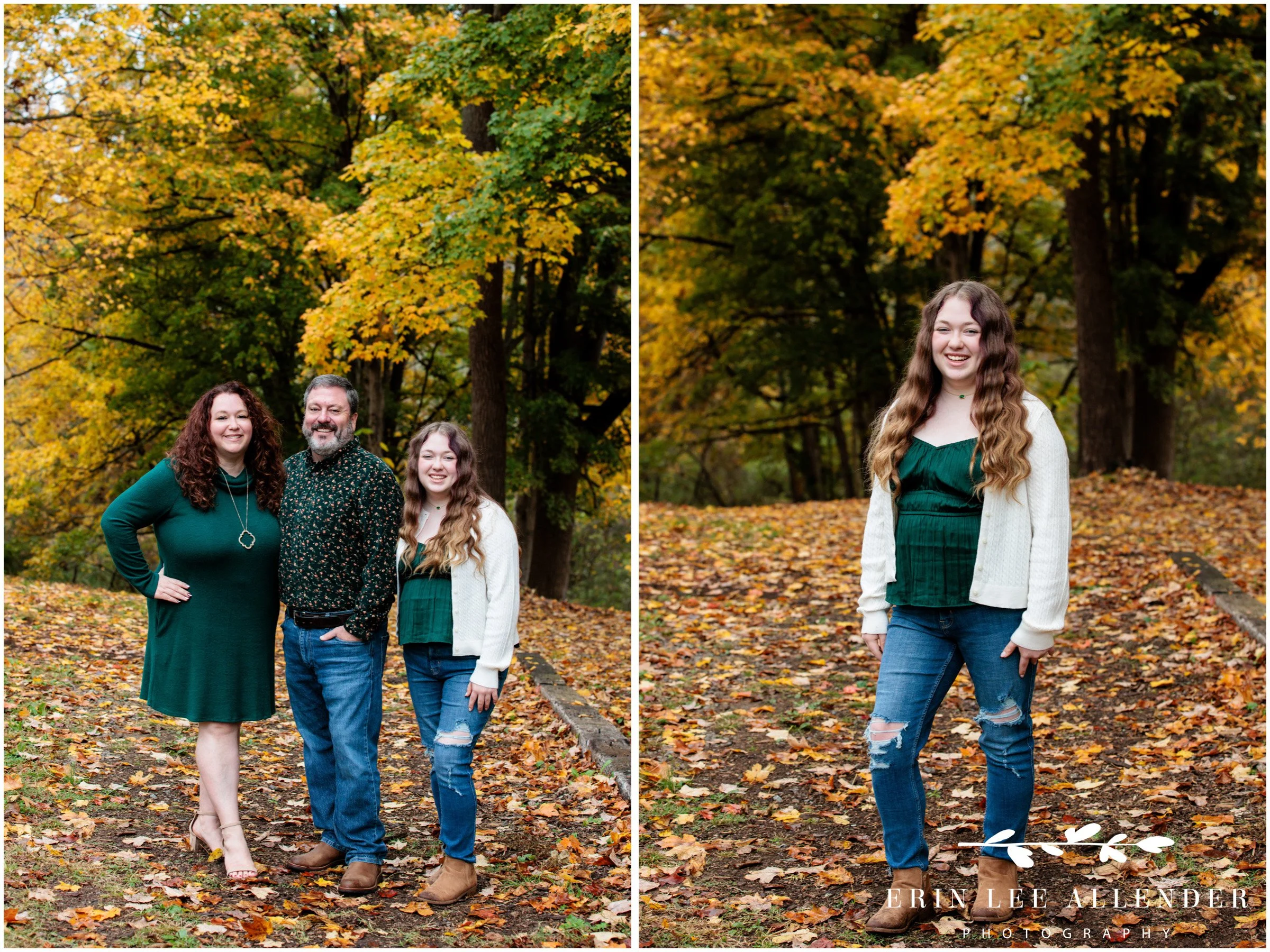 Whole family portrait in fall color during a Nashville family photography session at Ellington Agricultural Center