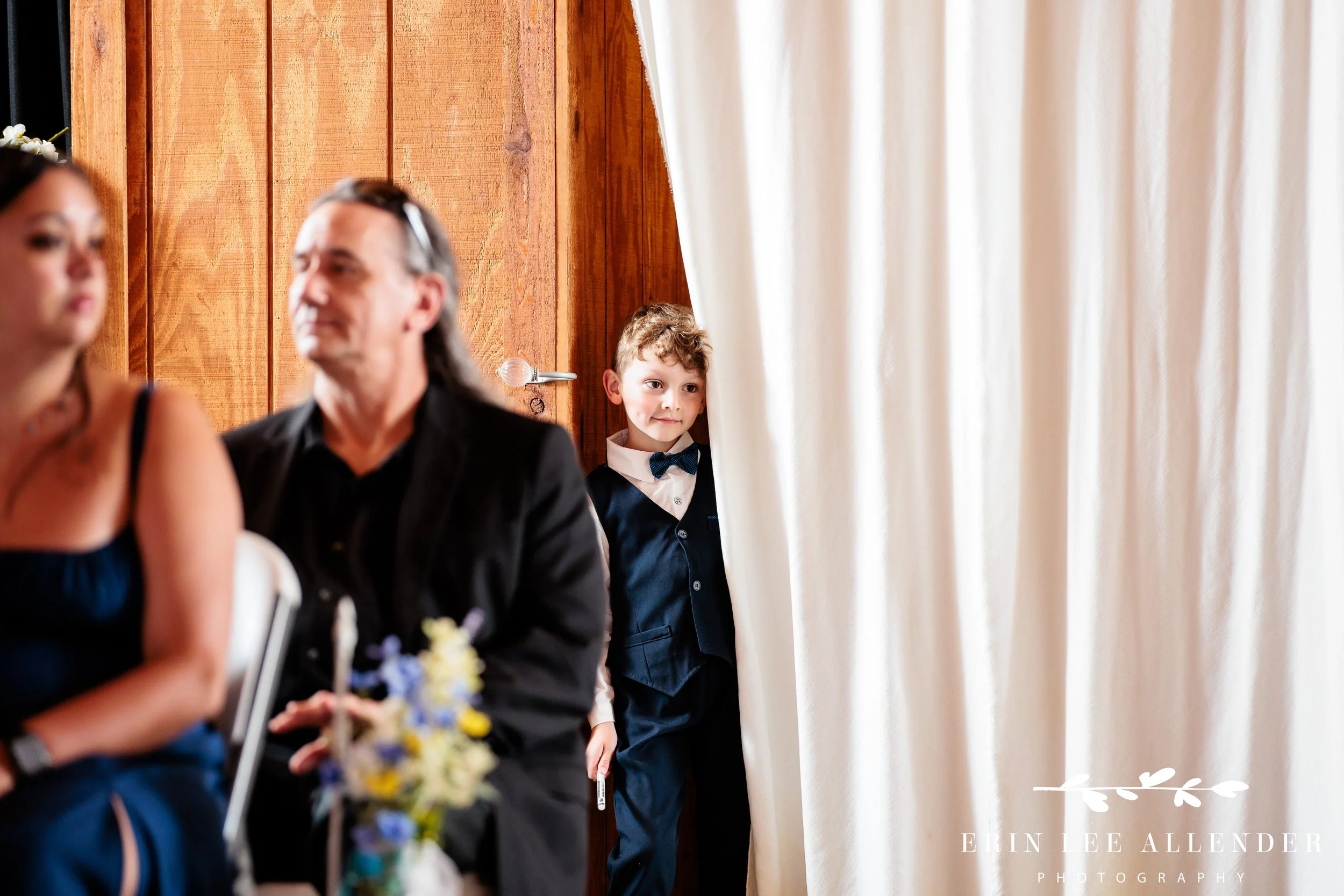 Bride's son waiting for ceremony to start.