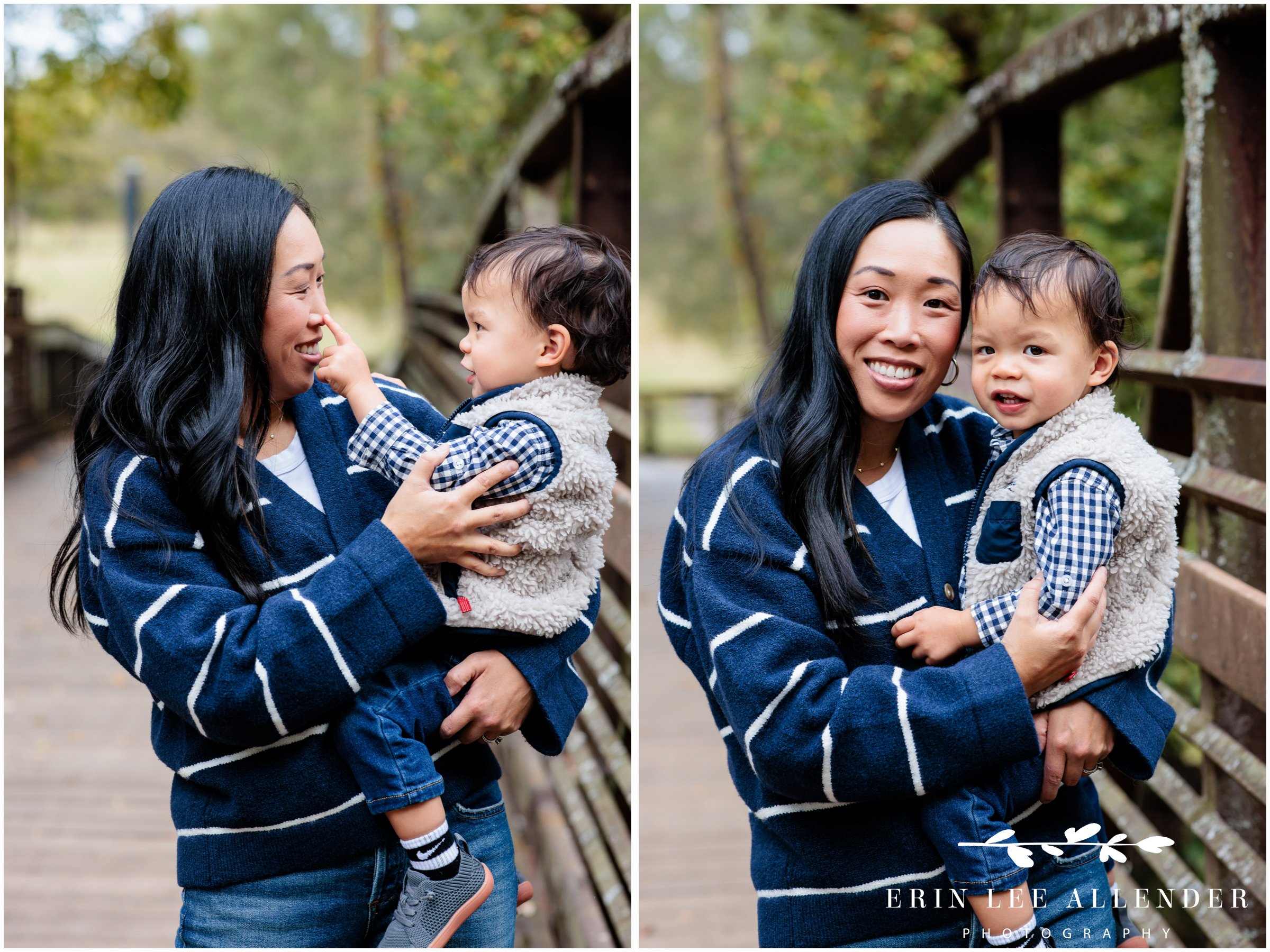 Nashville family portrait of a mom with her one-year-old son on the Richland Creek Greenway