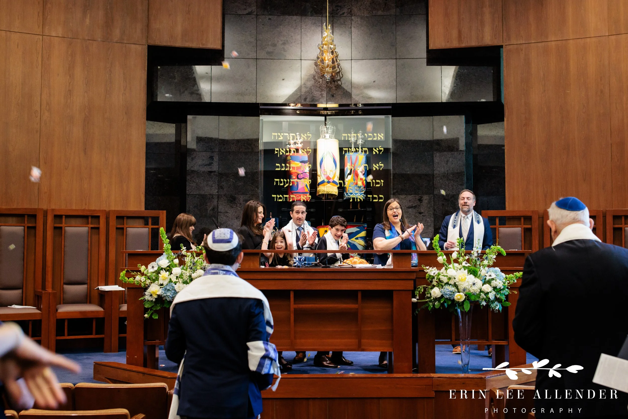 Candy toss at The Temple during bar mitzvah service