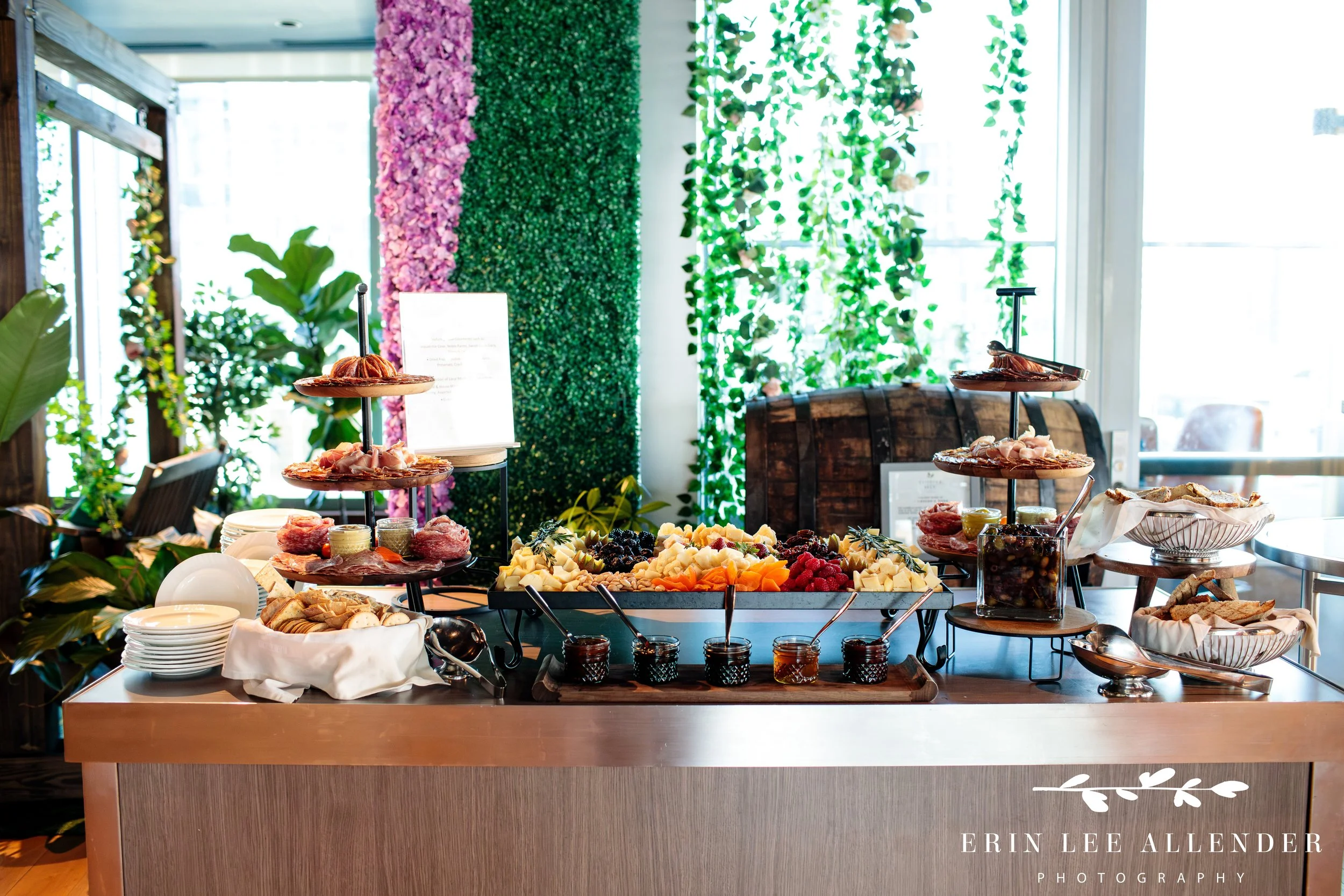 Nashville corporate event photography — charcuterie appetizer table at CBIZ Nashville Summit welcome reception at The Conrad