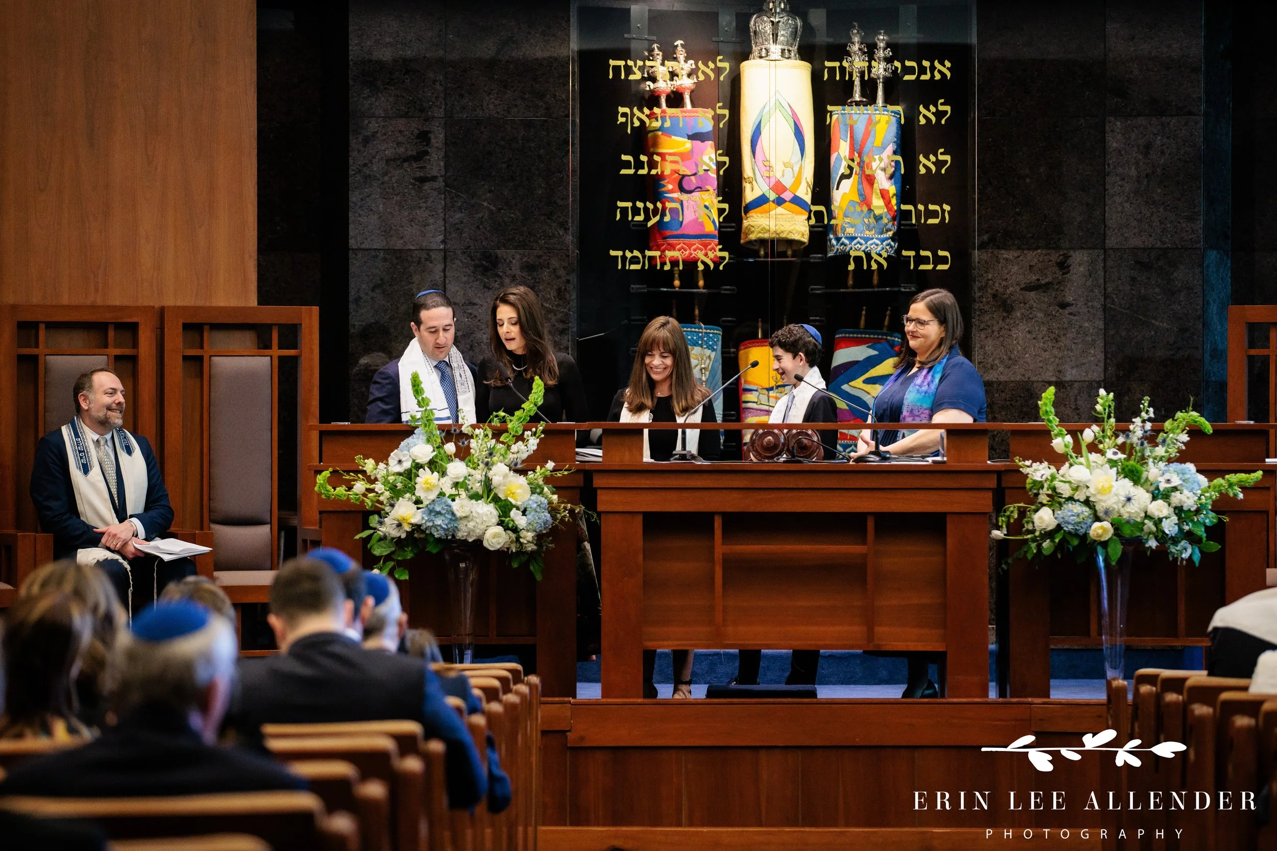 Second aliyah with parents participating at The Temple during bar mitzvah service