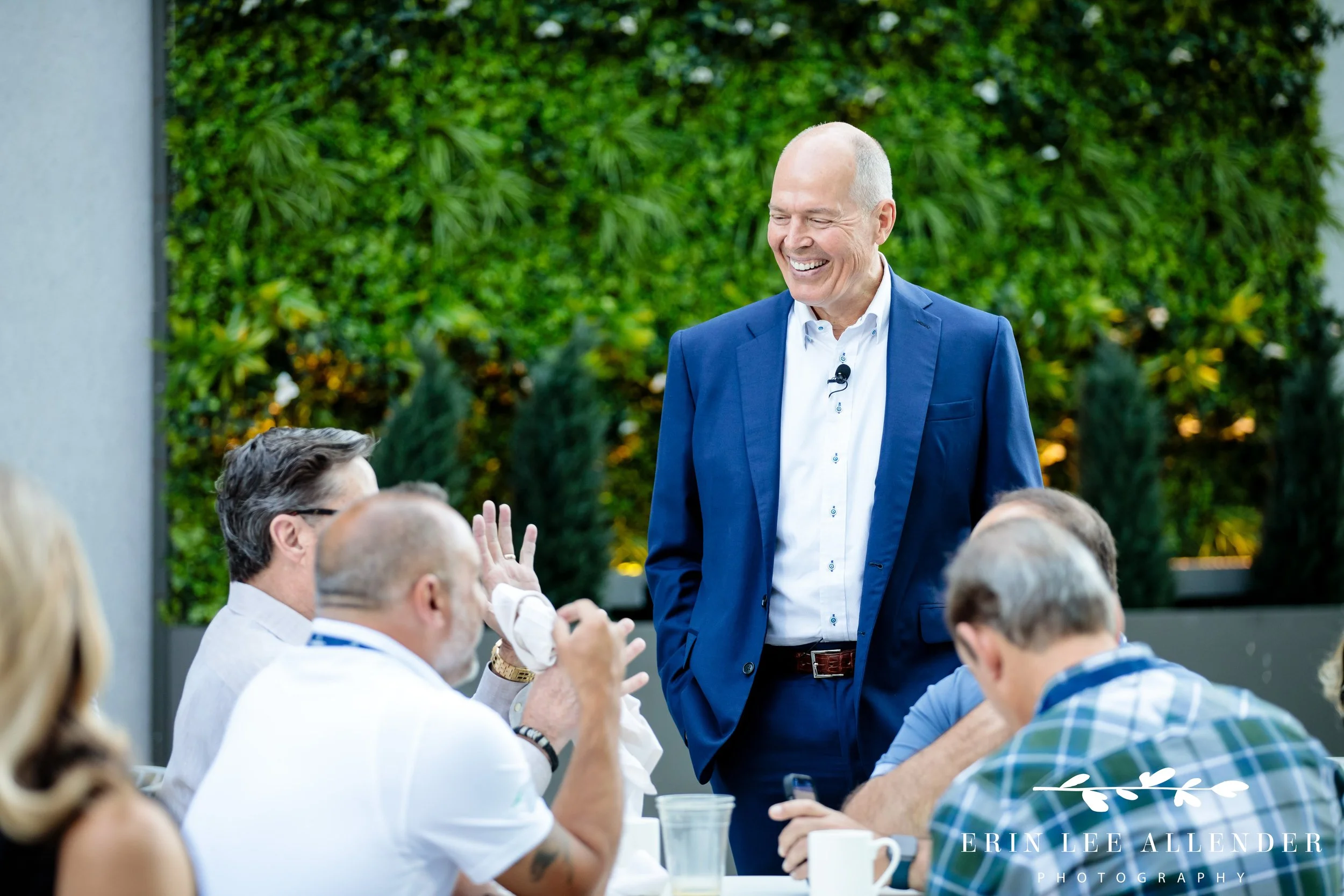 Nashville corporate event photographer — CBIZ CEO speaking to attendees over breakfast at CBIZ Nashville Summit at The Conrad