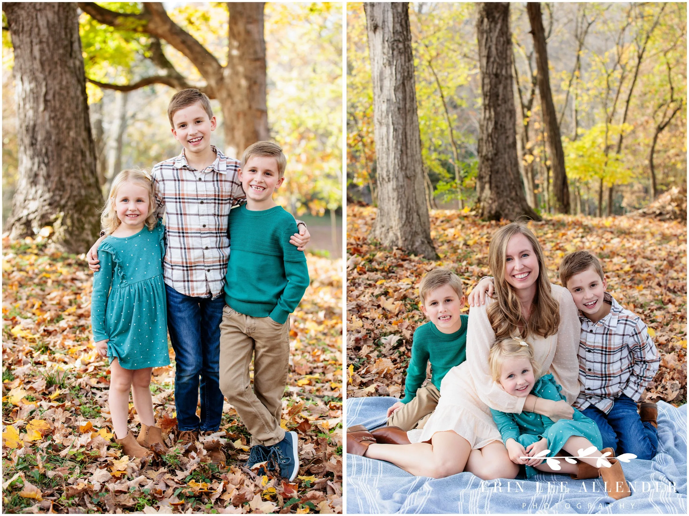Nashville family photography — mom sitting on a blanket with her three kids at Ellington Agricultural Center