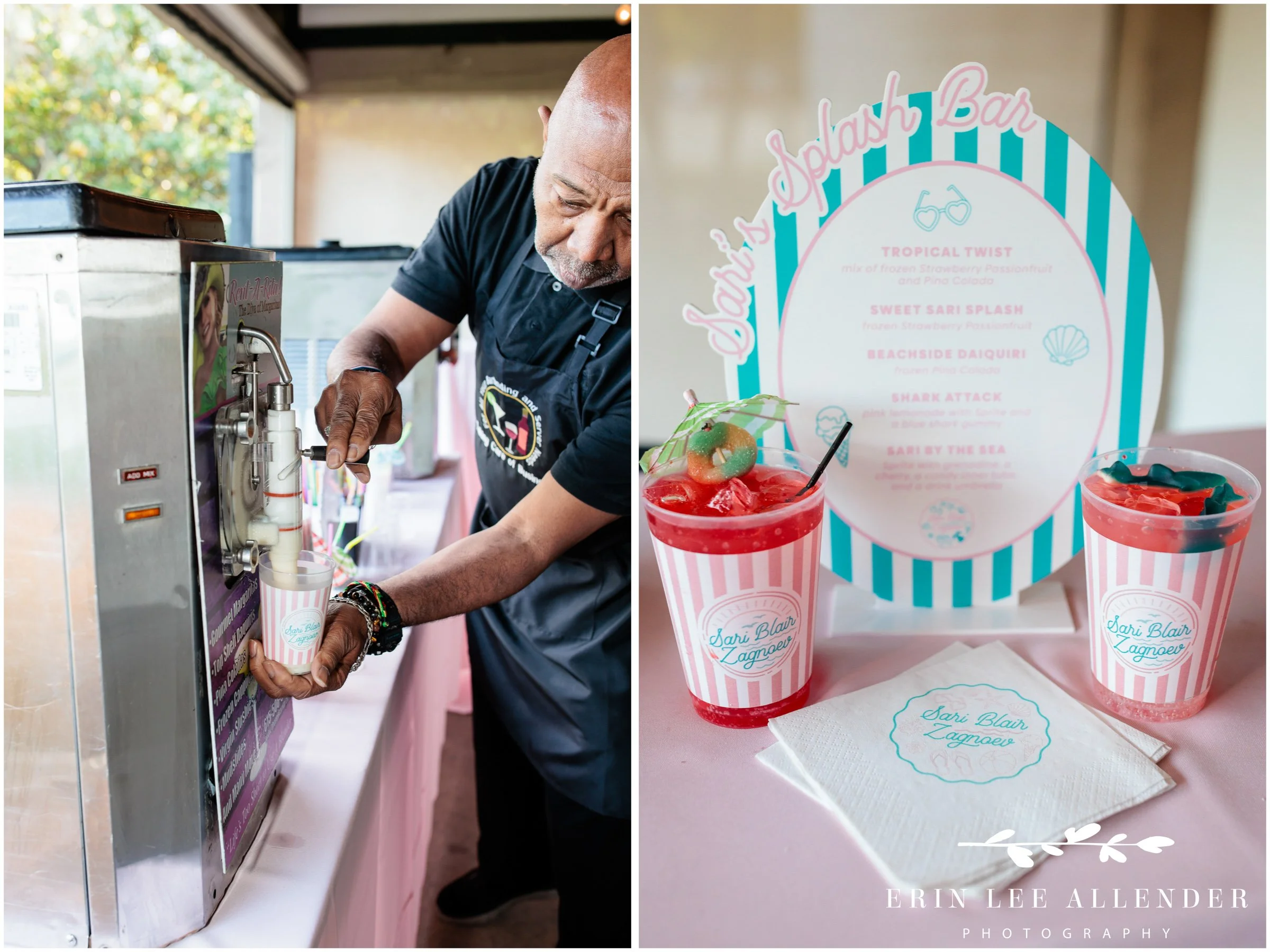 Nashville mitzvah photography — kids mocktail bar signage and station at Sari's Beach Bash Loveless Barn