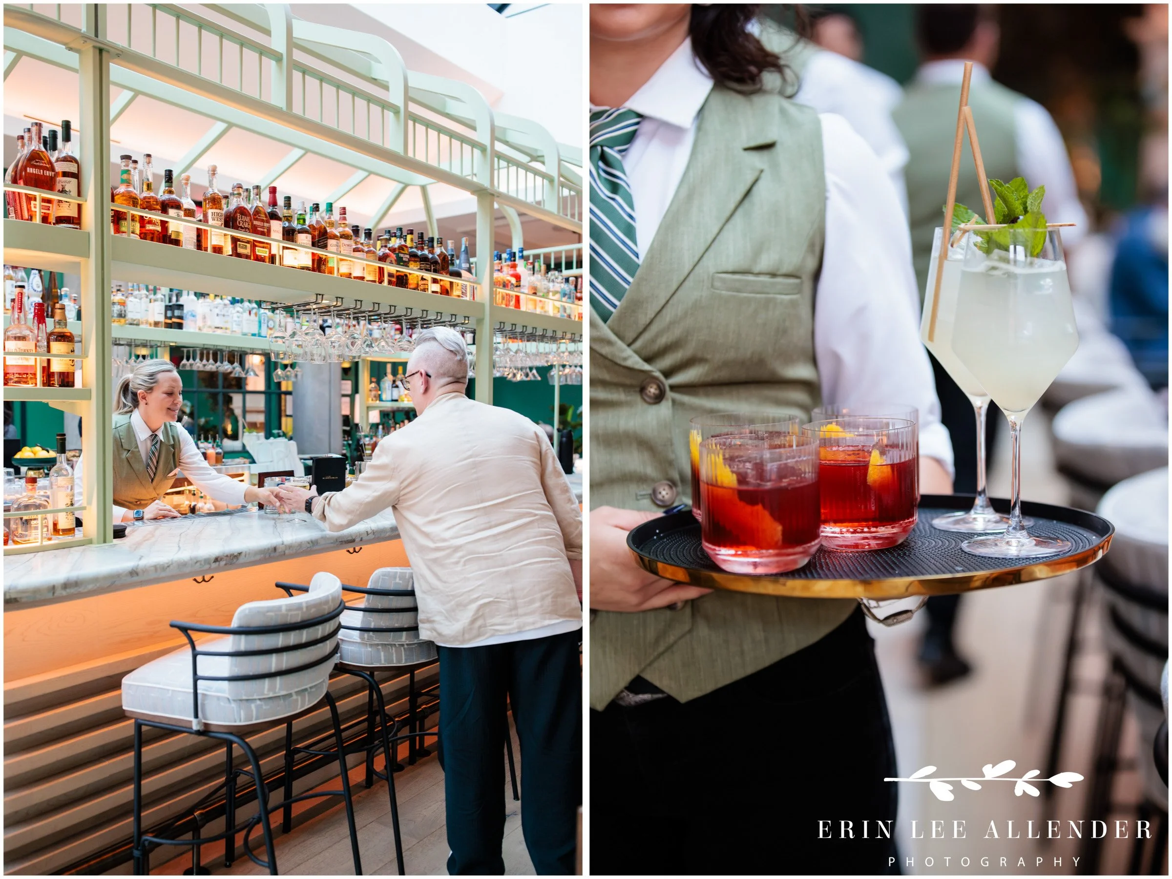 Guest picking up a drink at the ornate Middleman bar — Nashville conference photographer, Wedgewood Houston
