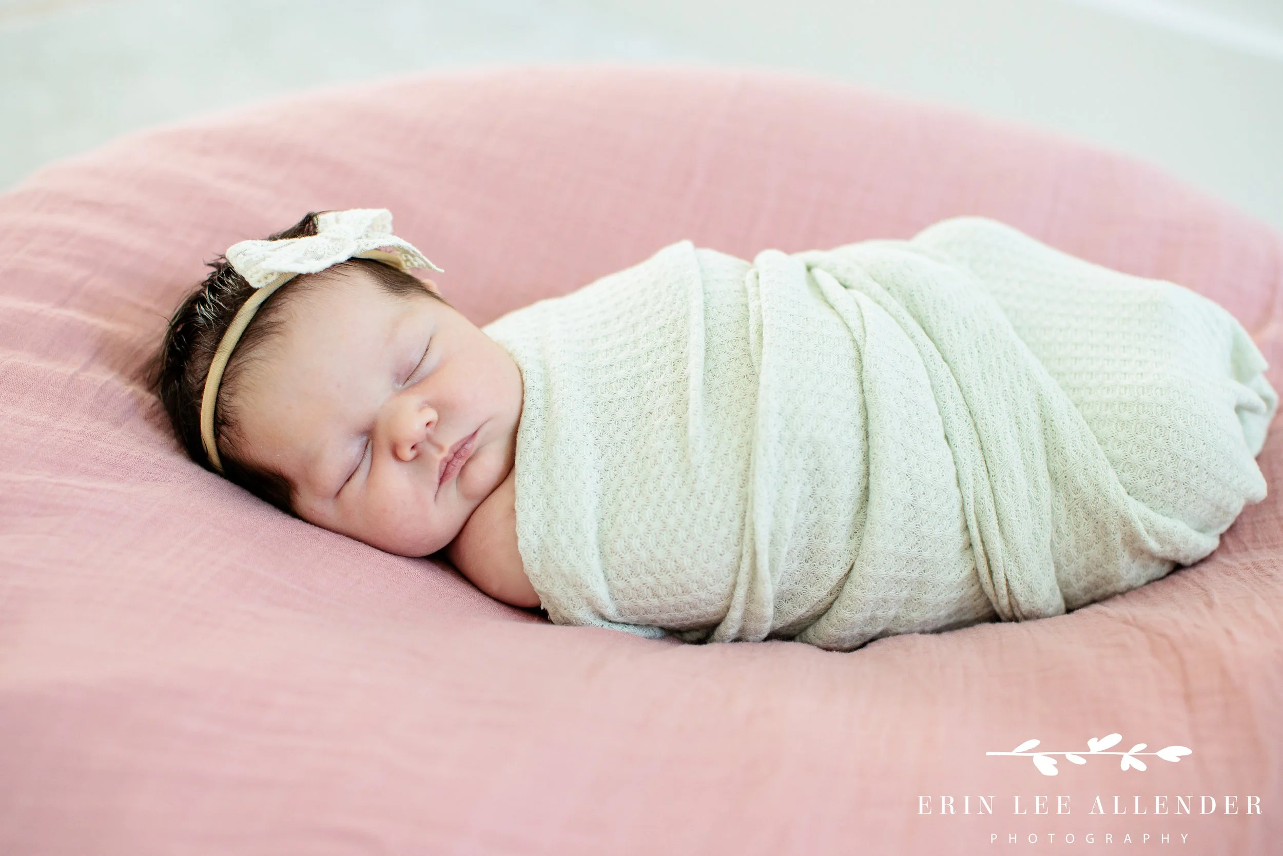 Newborn baby girl with a full head of hair, Nashville newborn portrait in natural light