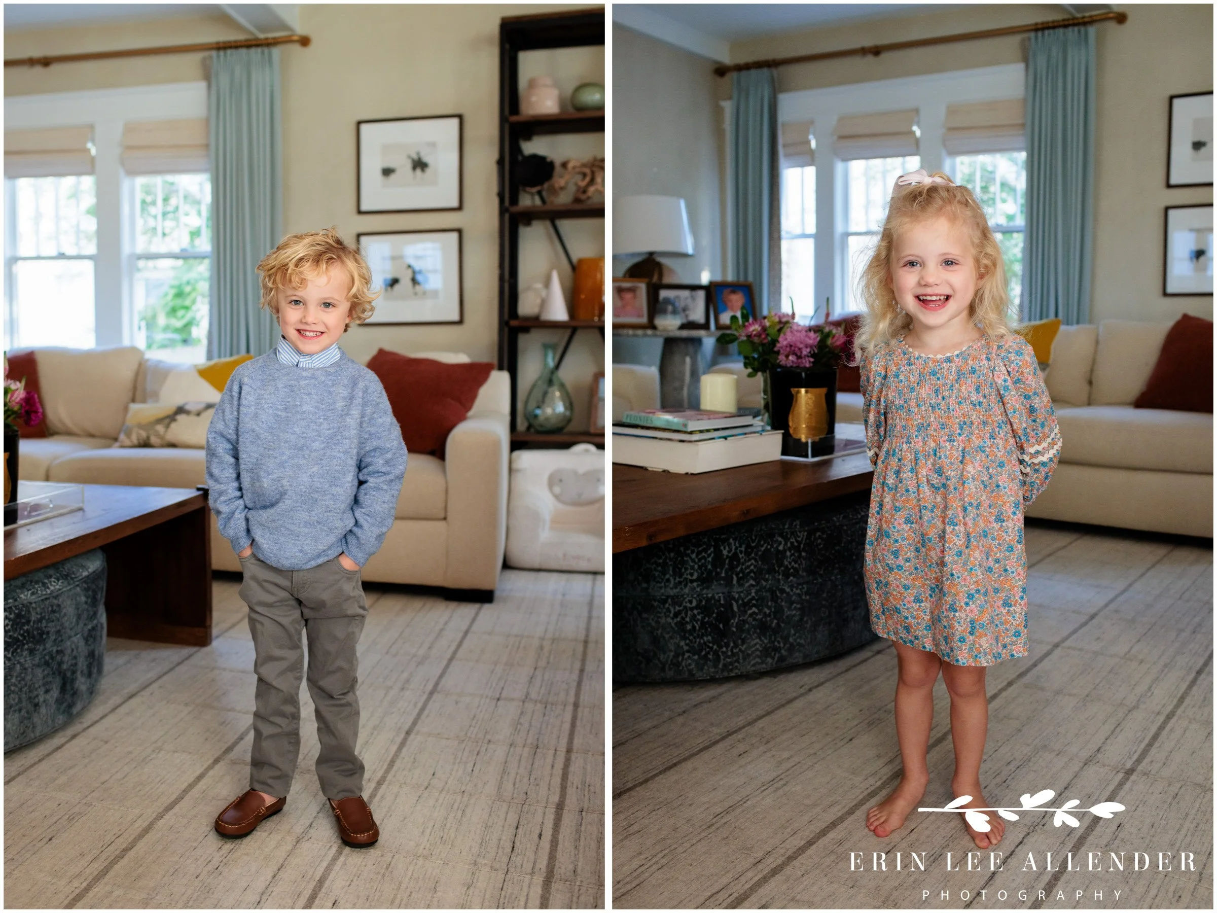 Nashville family photographer capturing a portrait of a young girl inside the family's Nashville home