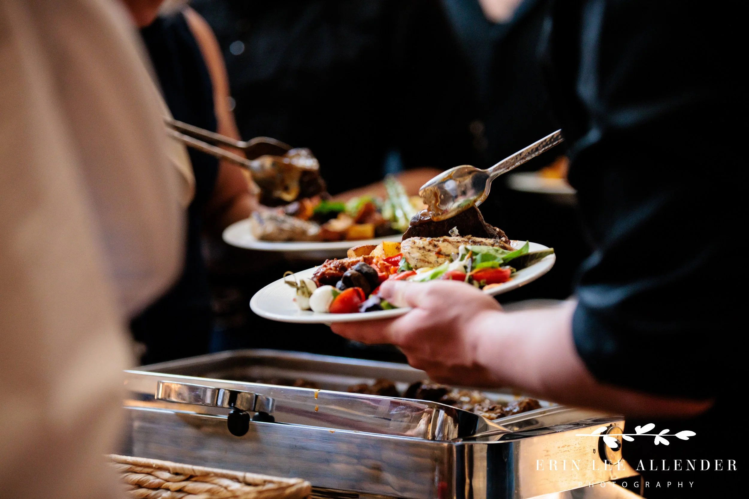 Food being served at awards dinner in rotunda at County Music Hall of Fame