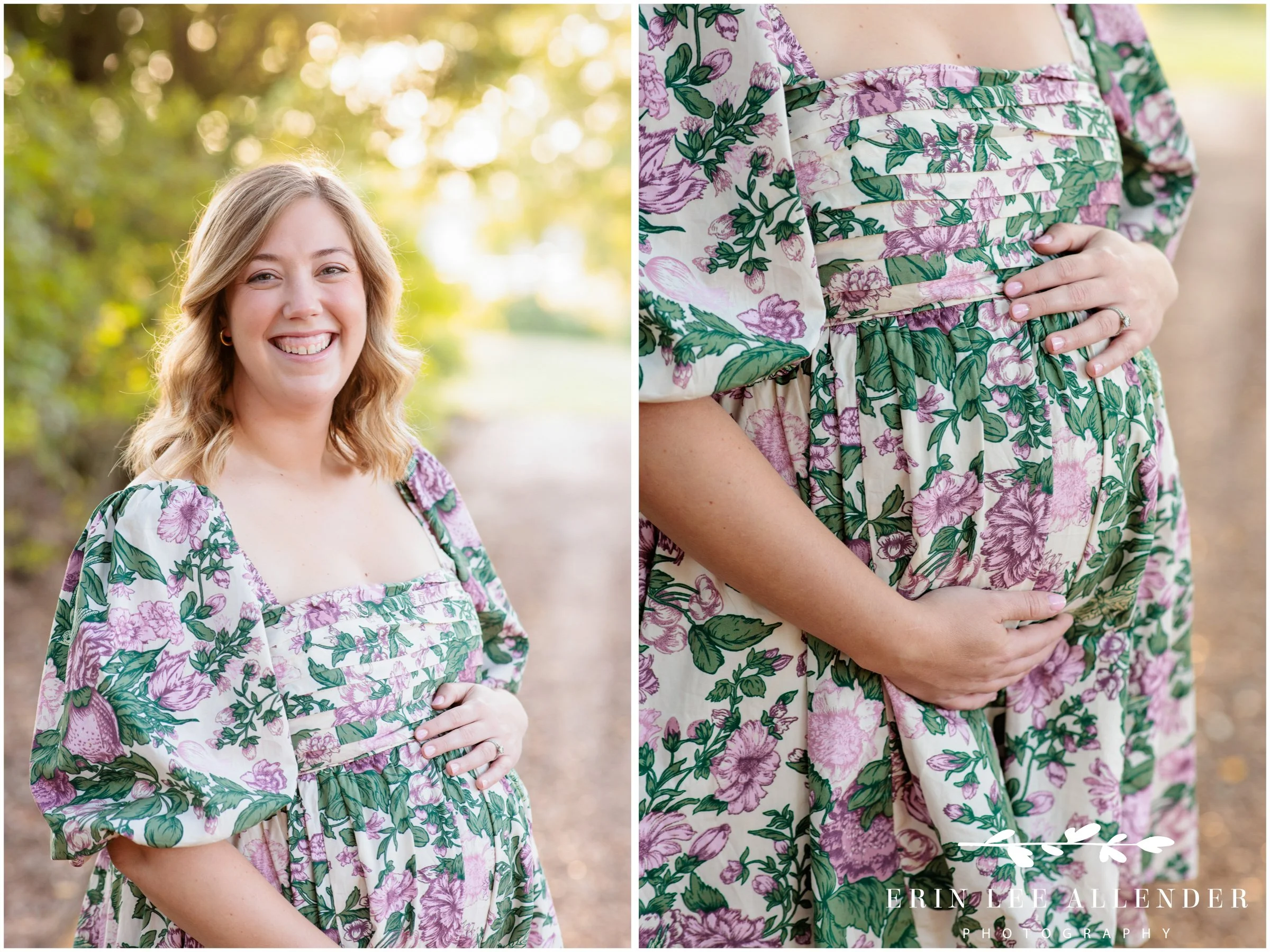 Maternity portrait of expectant mother at Long Hollow Gardens during golden hour, Gallatin, Tennessee