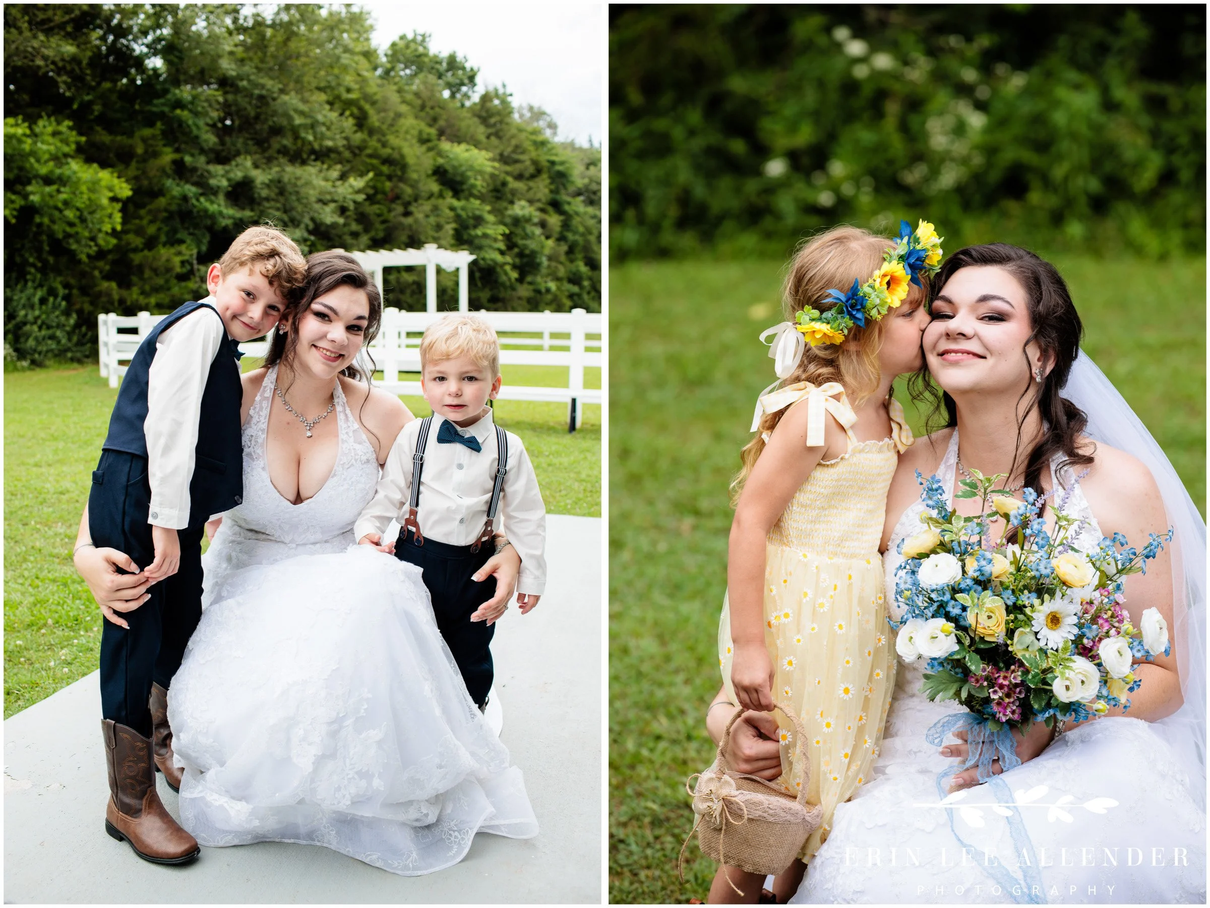 Bride with sons at wedding in Nashville, TN.