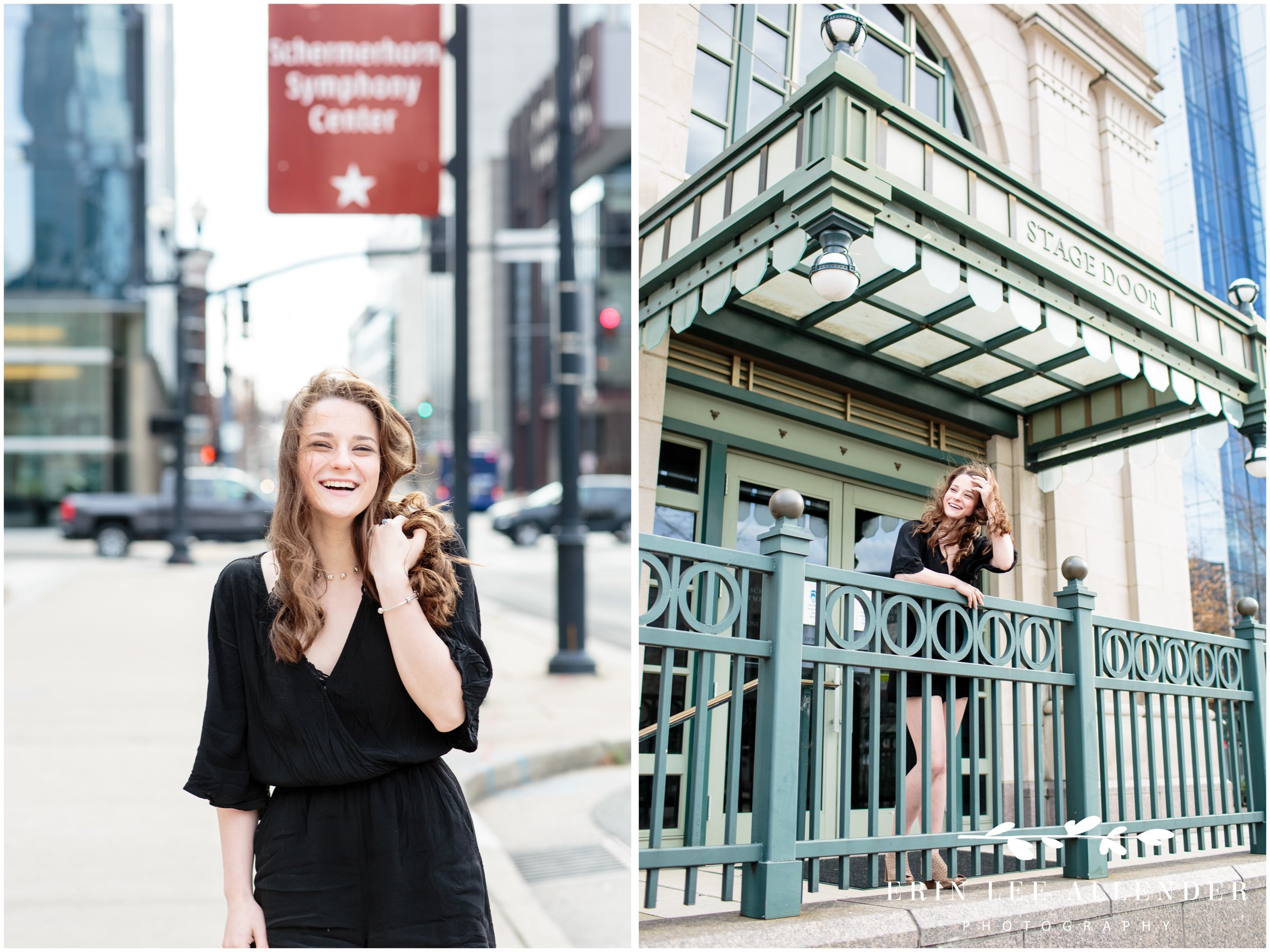 Nashville senior photographer — senior walking down a downtown Nashville street, urban backdrop, candid movement