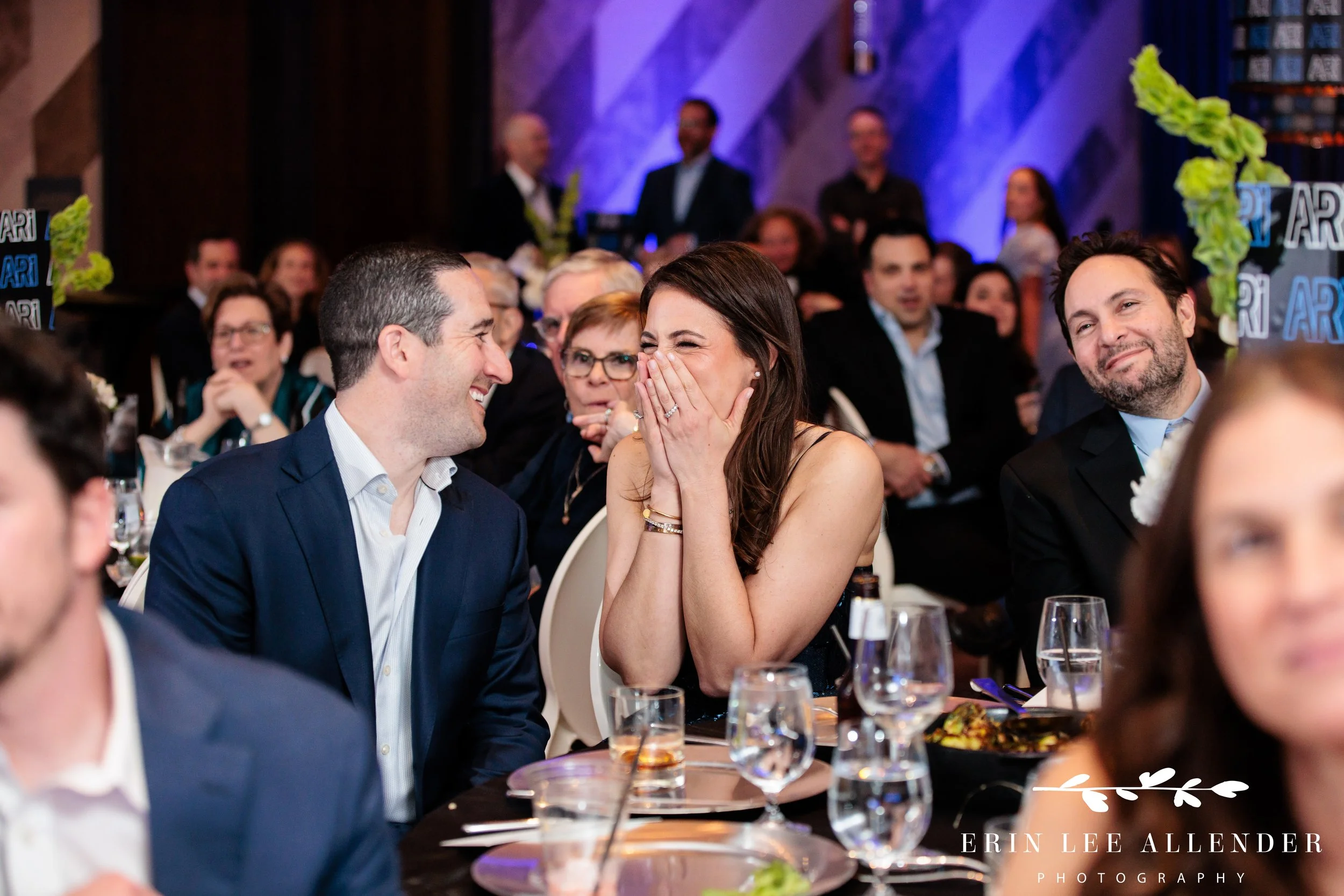 Parents emotional during video montage at W Nashville bar mitzvah reception