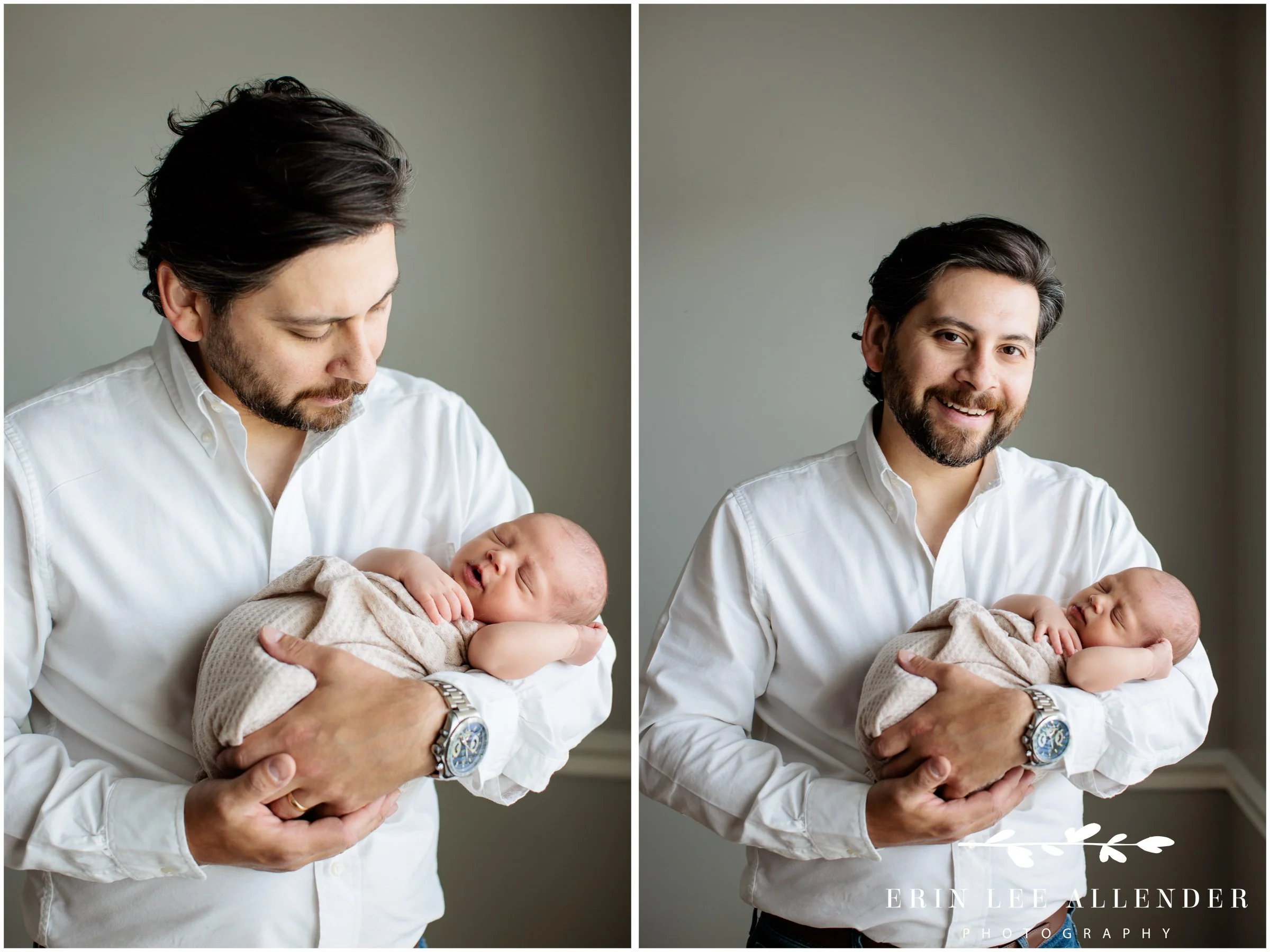 Nashville newborn photography — father holding his newborn baby girl during in-home lifestyle session
