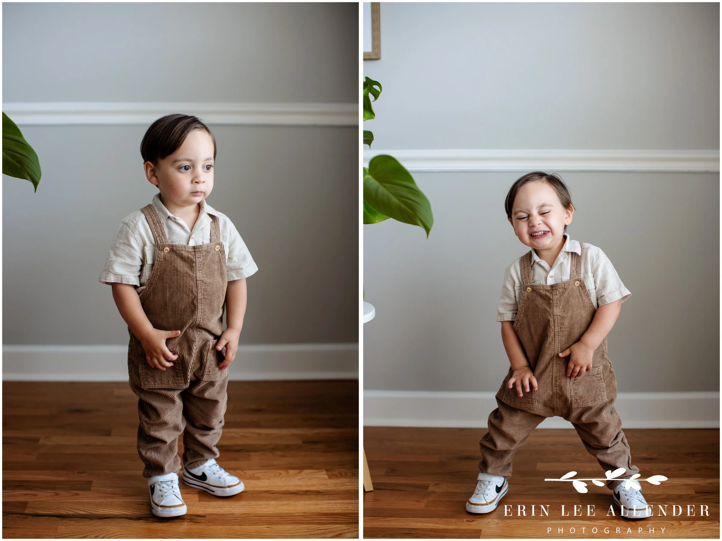 Nashville family photographer — close up portrait of two-year-old boy with big brown eyes and an expressive smile