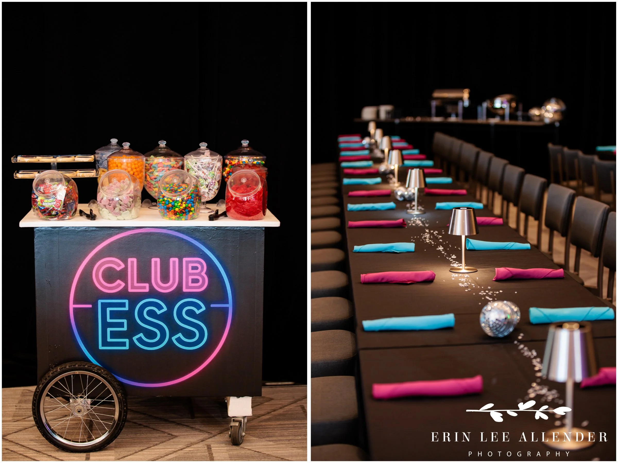 Candy cart display at bat mitzvah reception