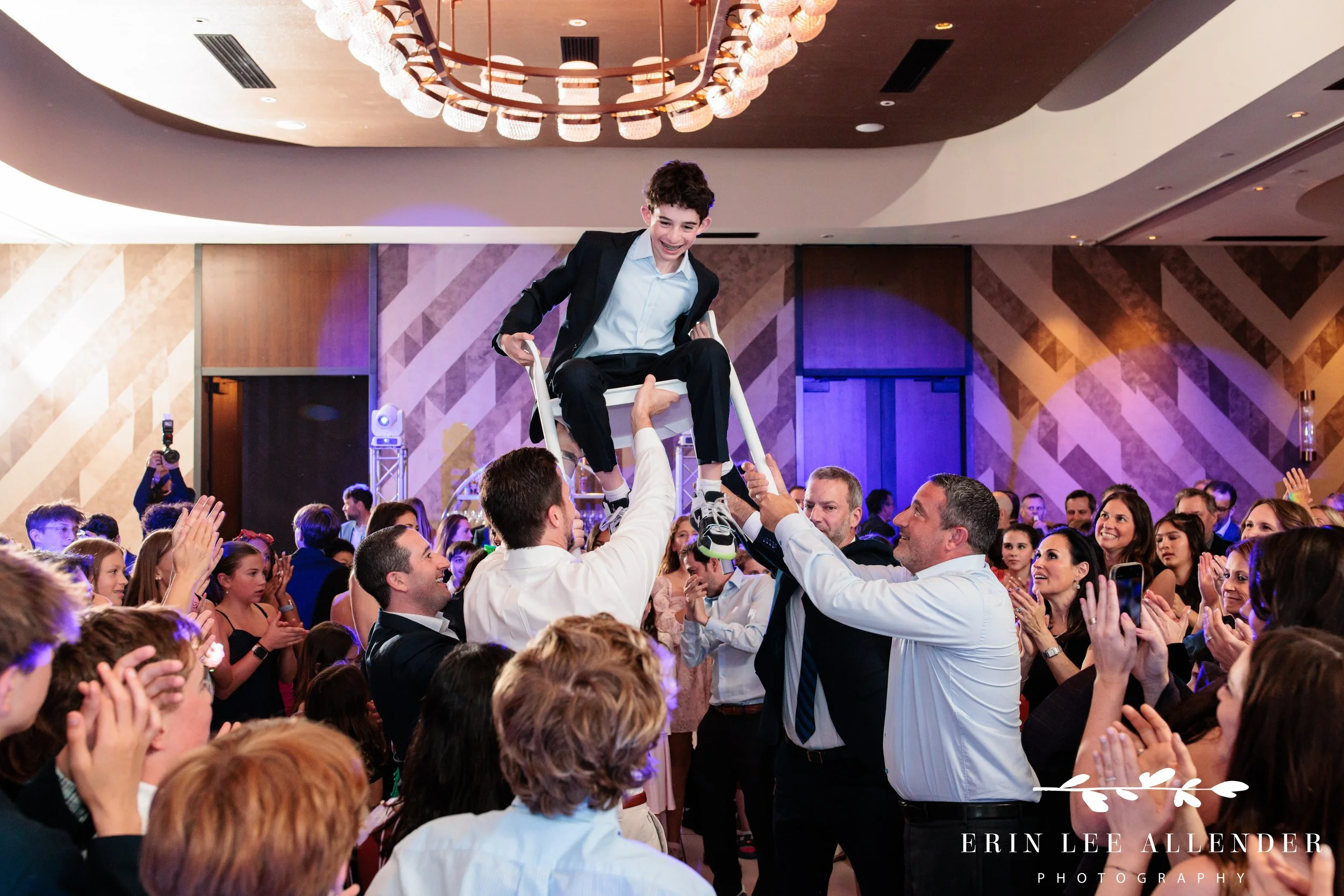 Hora chair lift at W Nashville bar mitzvah reception