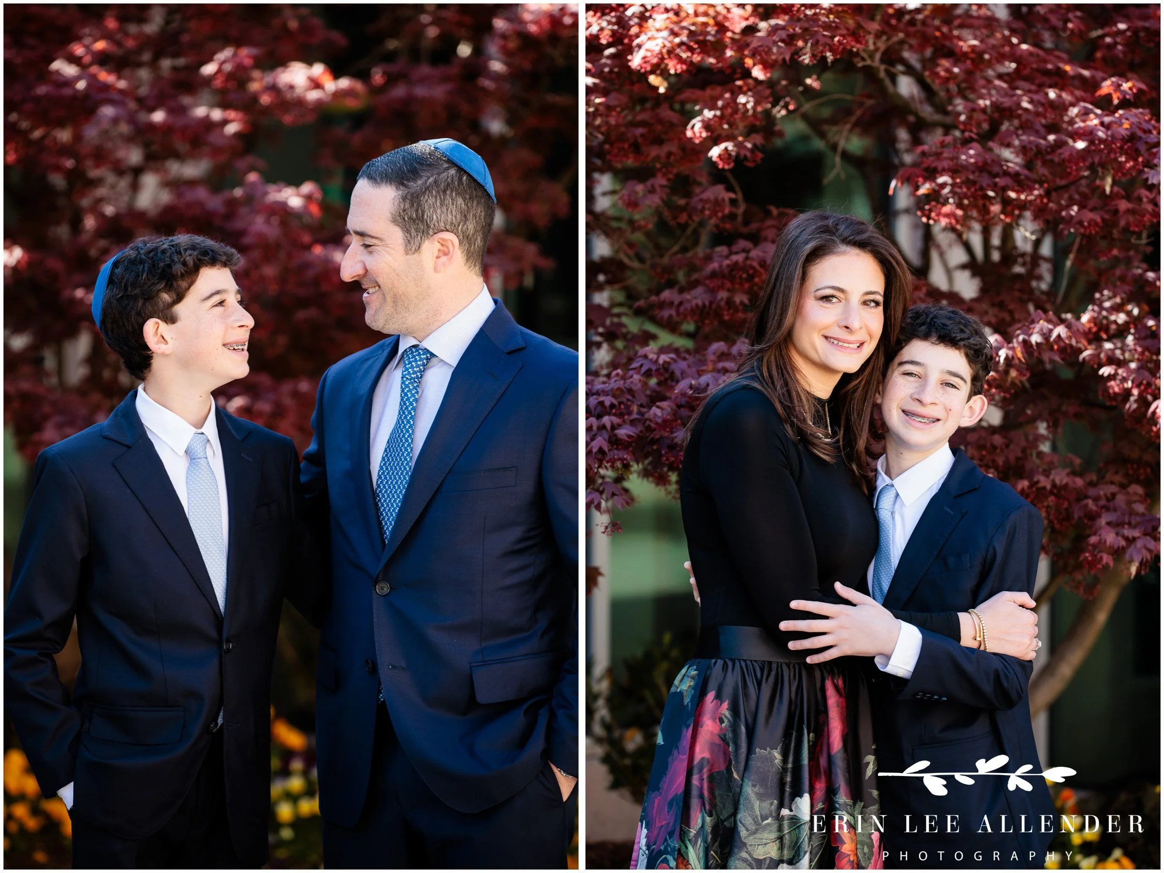 Bar mitzvah with mom and dad portrait at The Temple in Nashville