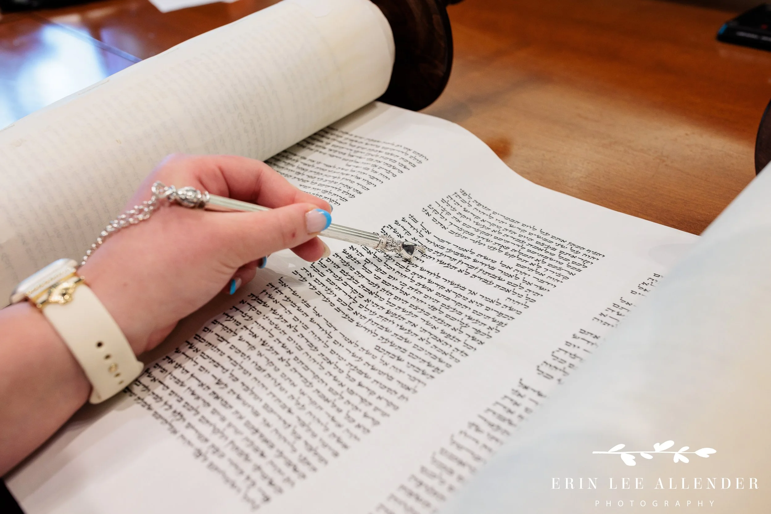 Nashville mitzvah photography — Torah opened to bat mitzvah's portion at The Temple Nashville