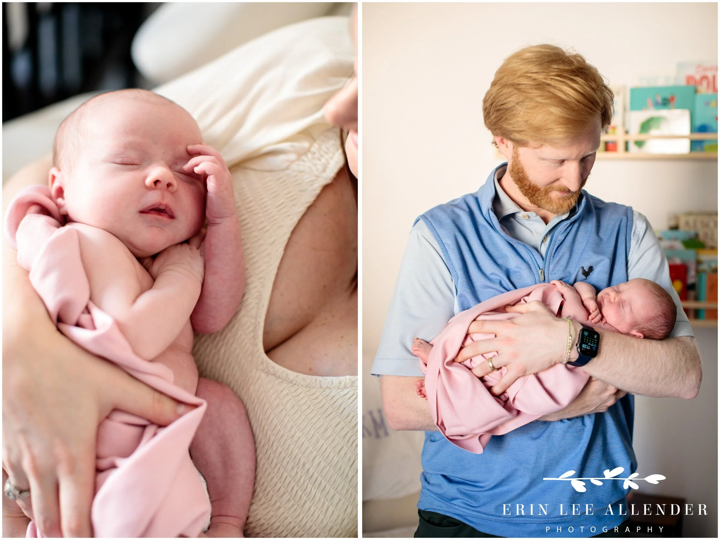 Dad holding his newborn baby during Nashville family photography session in East Nashville