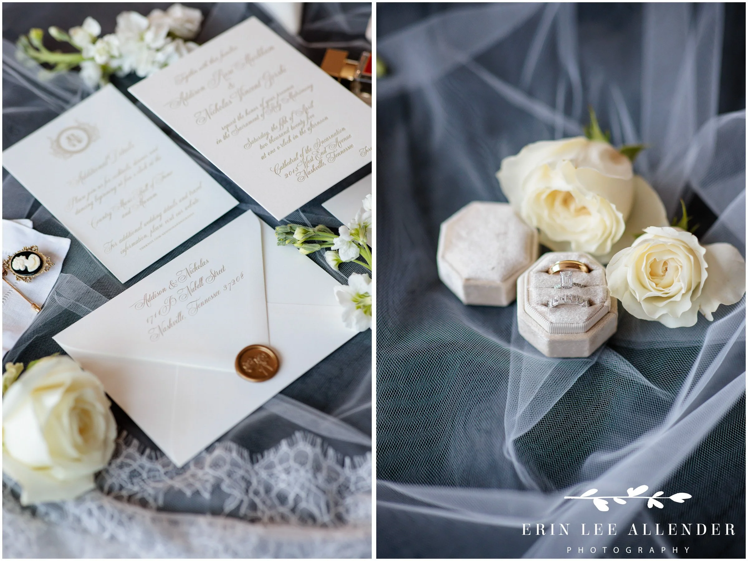 Nashville wedding photography — close-up detail of the wedding rings before the ceremony at the Omni Nashville