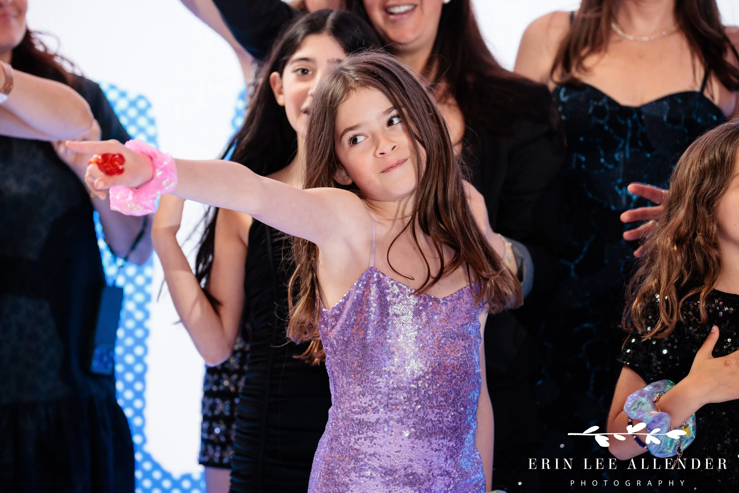 Kids dancing during W Nashville sports-themed bar mitzvah reception