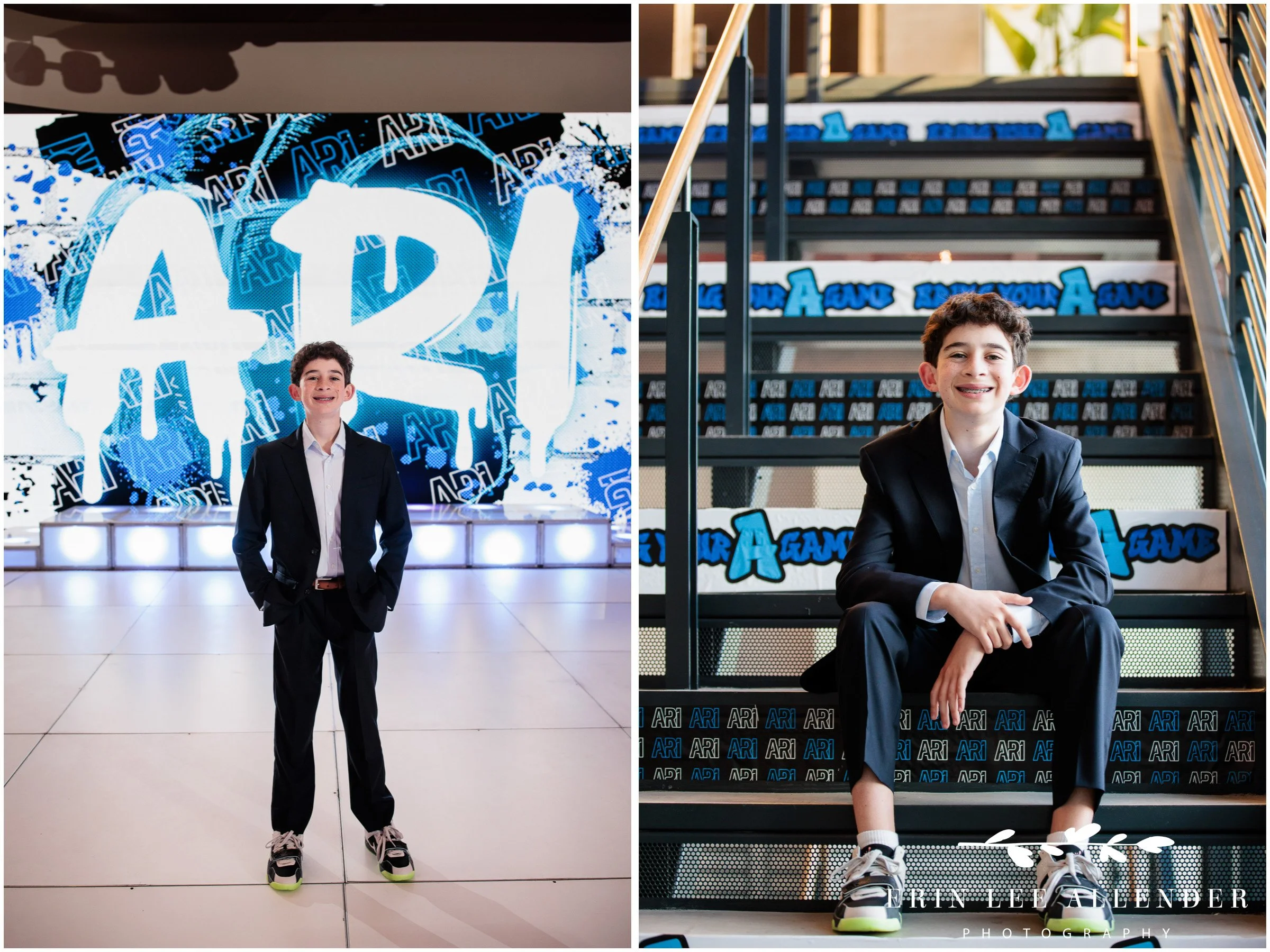 bar mitzvah portrait with LED screen at W Nashville bar mitzvah reception