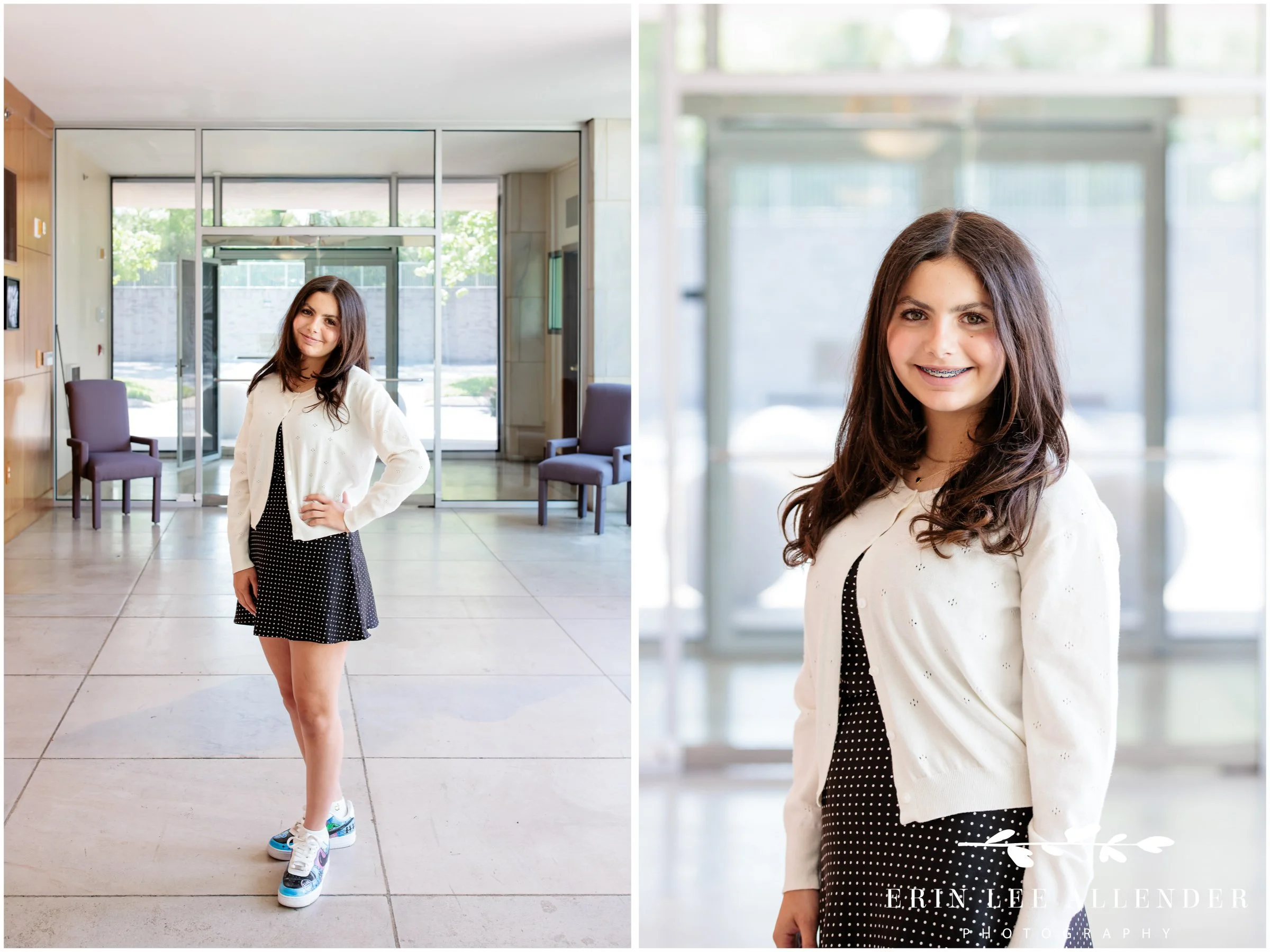Siblings portrait during bat mitzvah at temple