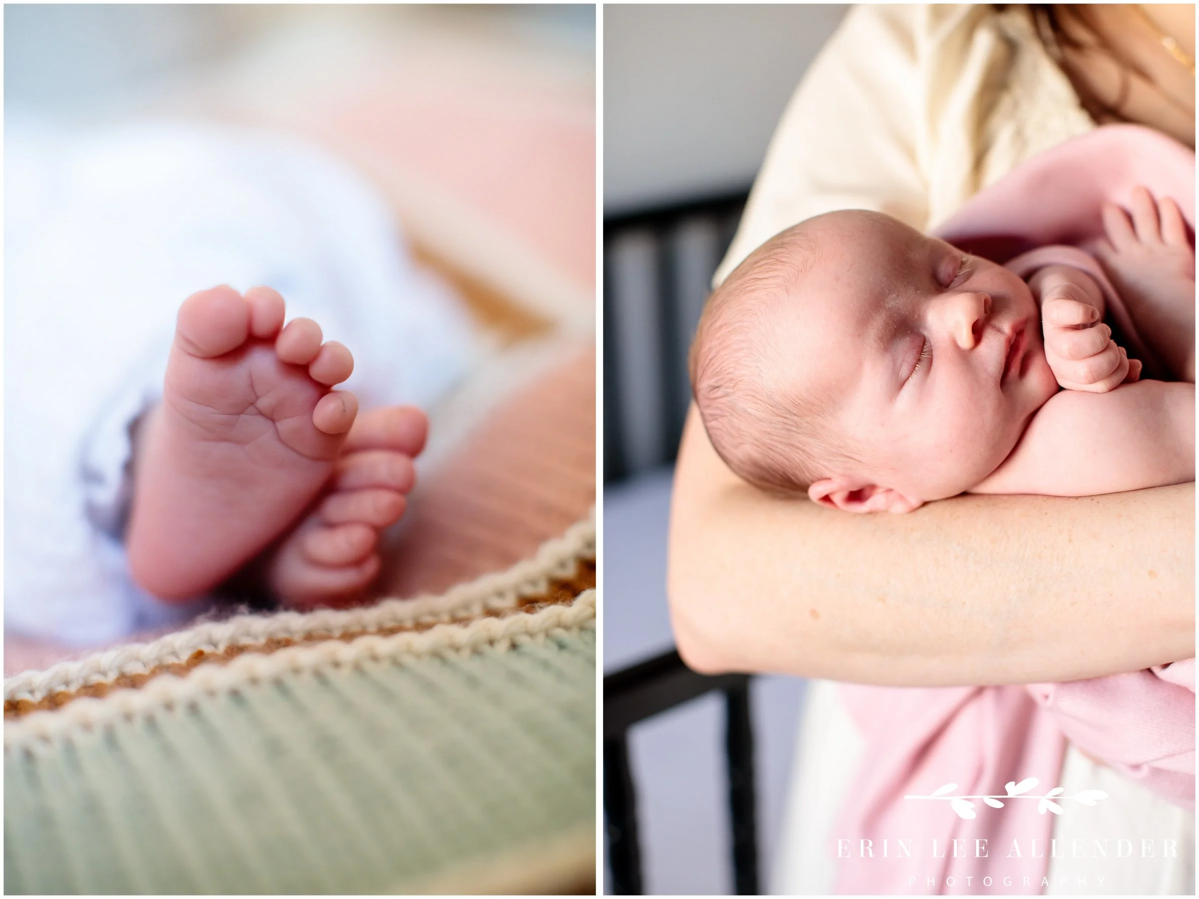 Close-up of newborn baby toes during Nashville in-home newborn photography session in East Nashville