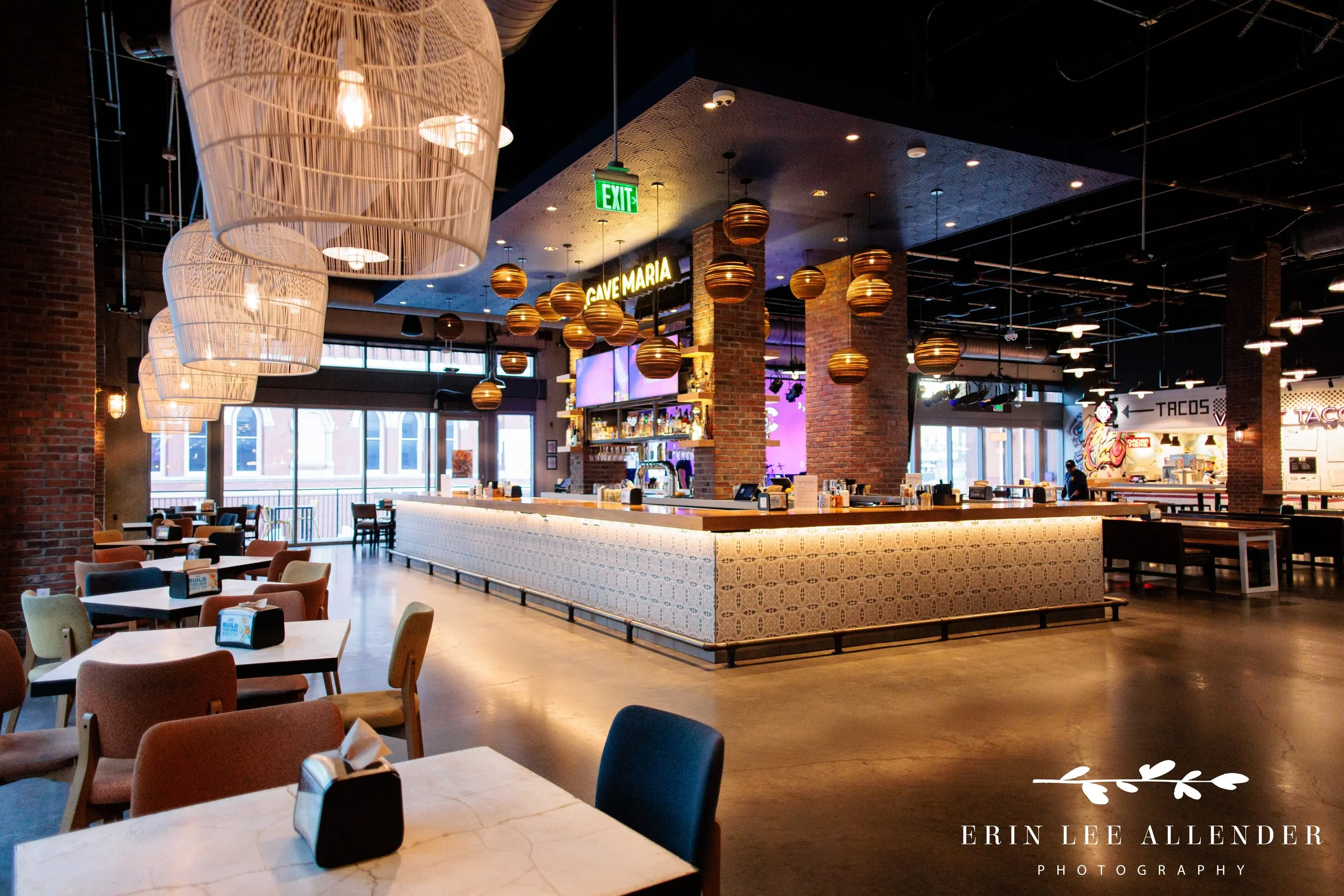 Wide view of Assembly Food Hall fully rented for Nashville corporate conference event