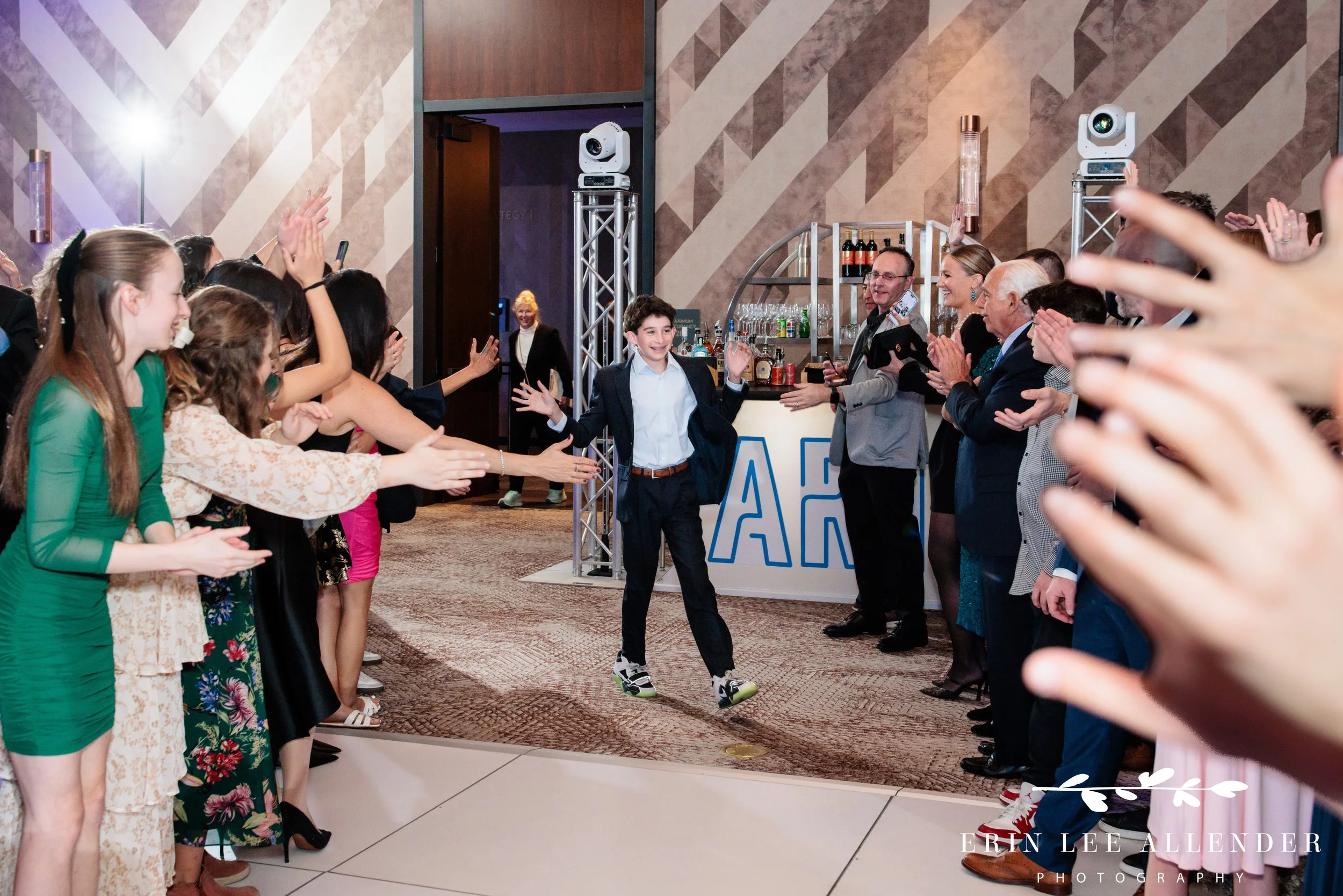 Bar mitzvah running into reception at W Nashville with hype team