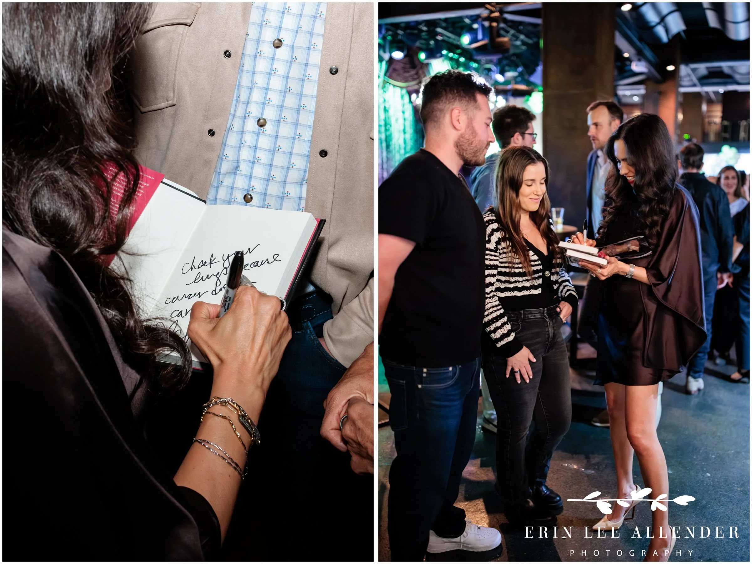 Author signing copies of One Scan Saved My Life for guests at Nashville book launch party